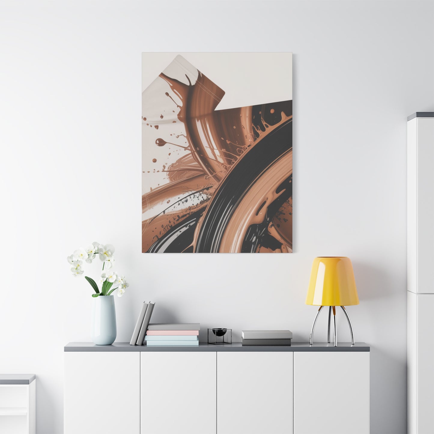 Abstract Brown Swirl Matte Canvas Wall Art (Stretched 1.25")