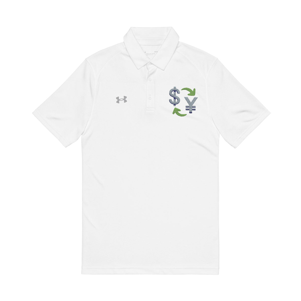 Embroidered Crest Polo Shirt – White Performance Golf Polo