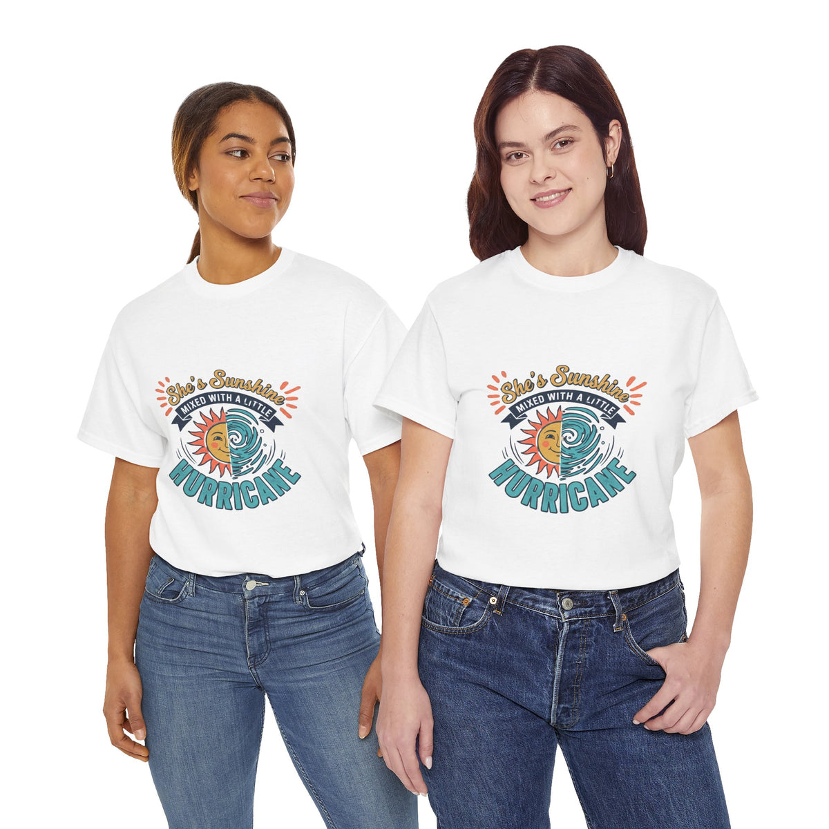 Sun & Sea Hurricane Graphic Tee – Retro Split Sun Wave Design