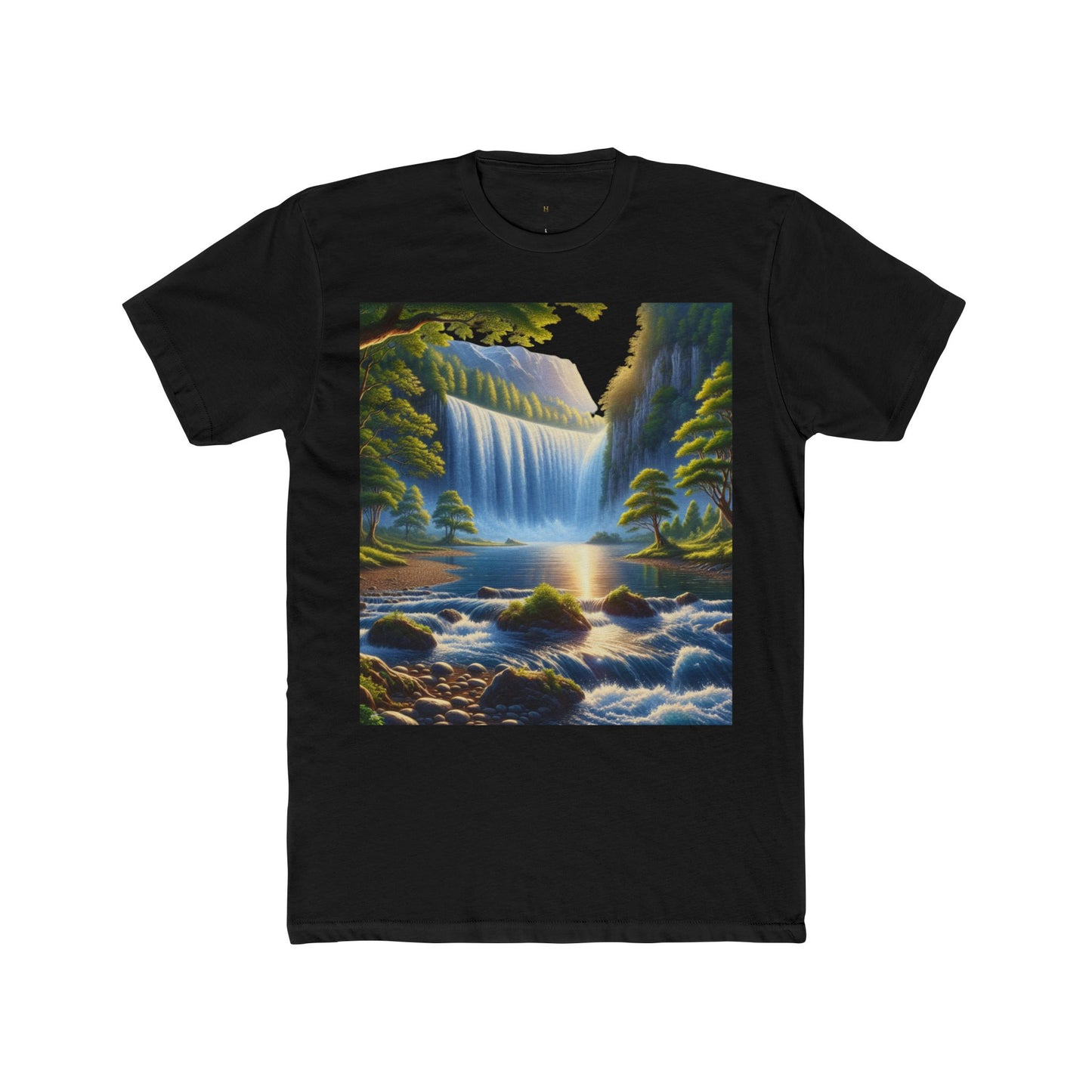 Serene Nature Landscape Tee, Eco-friendly Cotton Tee