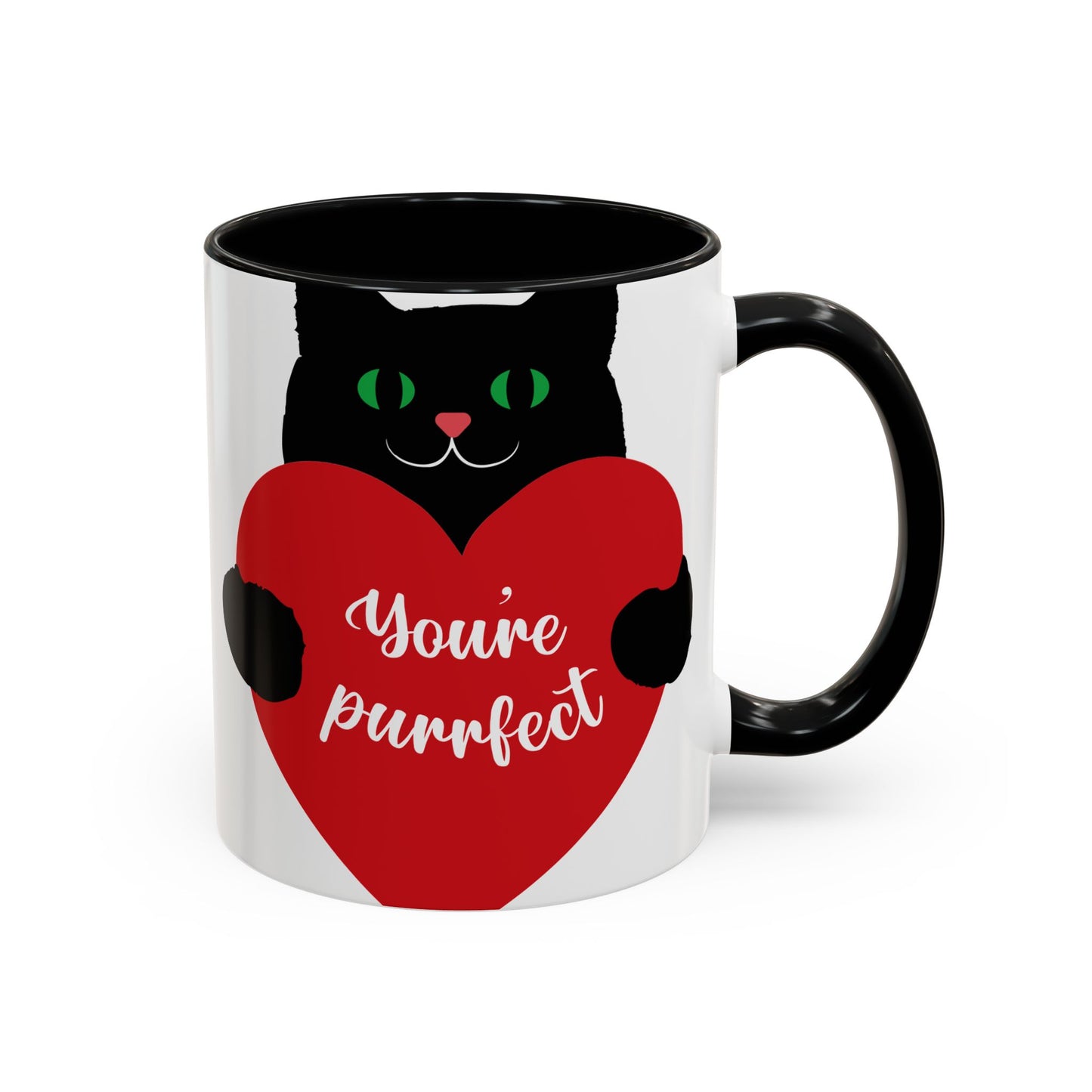 Purrfect Cat Heart Accent Coffee Mug – "You're Purrfect" 11/15oz