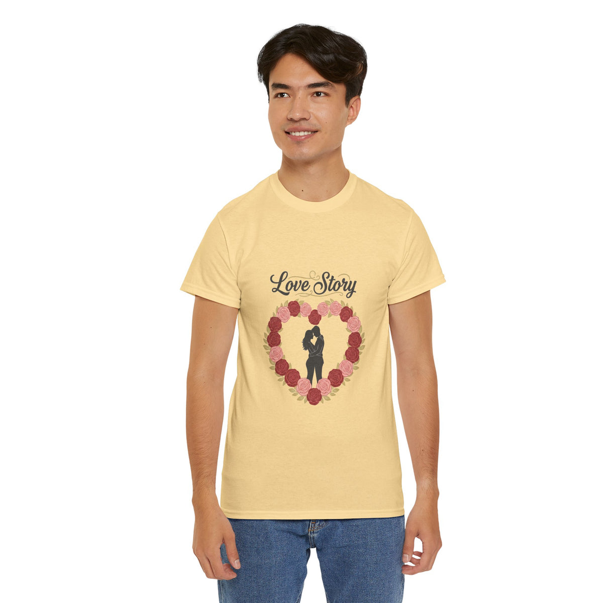 Love Story T-Shirt — 'Love Story' Floral Heart Romance Tee