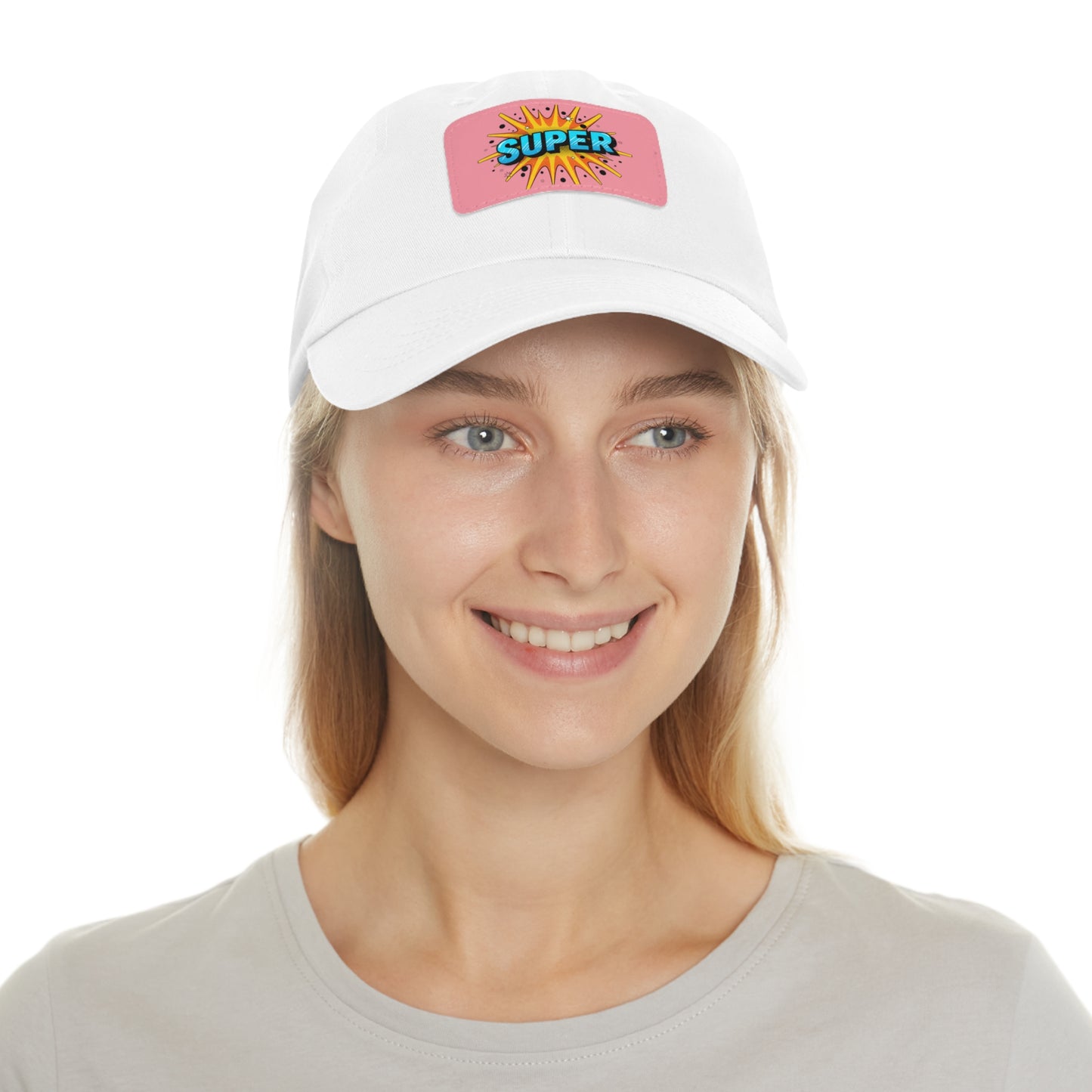 Super Dad Leather Patch Dad Hat — Embroidered 'SUPER' Cap
