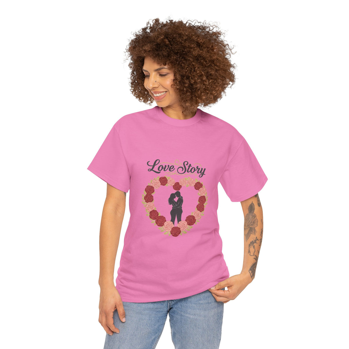 Love Story T-Shirt — 'Love Story' Floral Heart Romance Tee