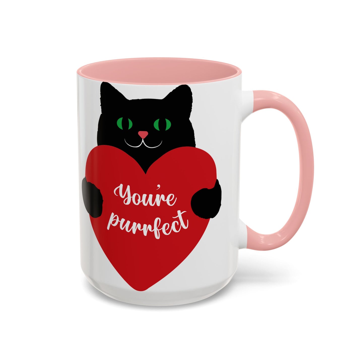 Purrfect Cat Heart Accent Coffee Mug – "You're Purrfect" 11/15oz