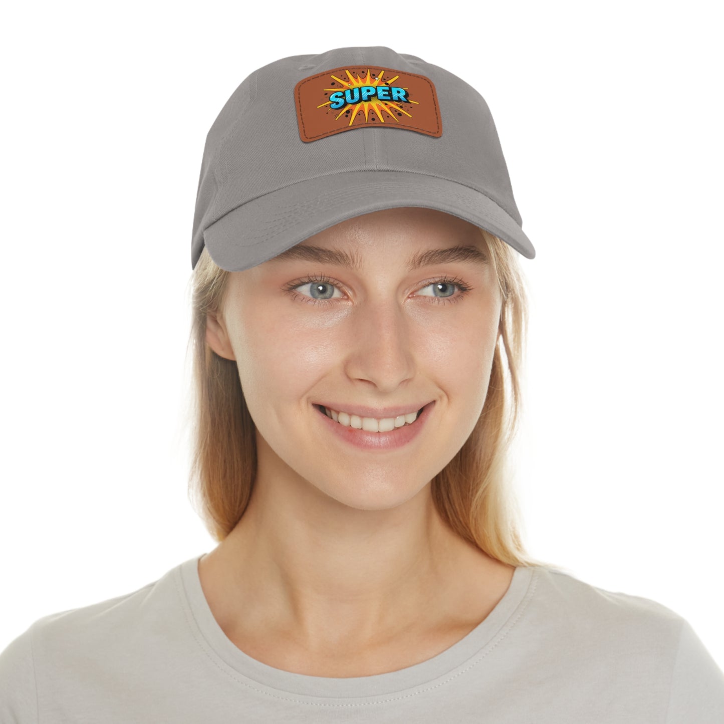 Super Dad Leather Patch Dad Hat — Embroidered 'SUPER' Cap