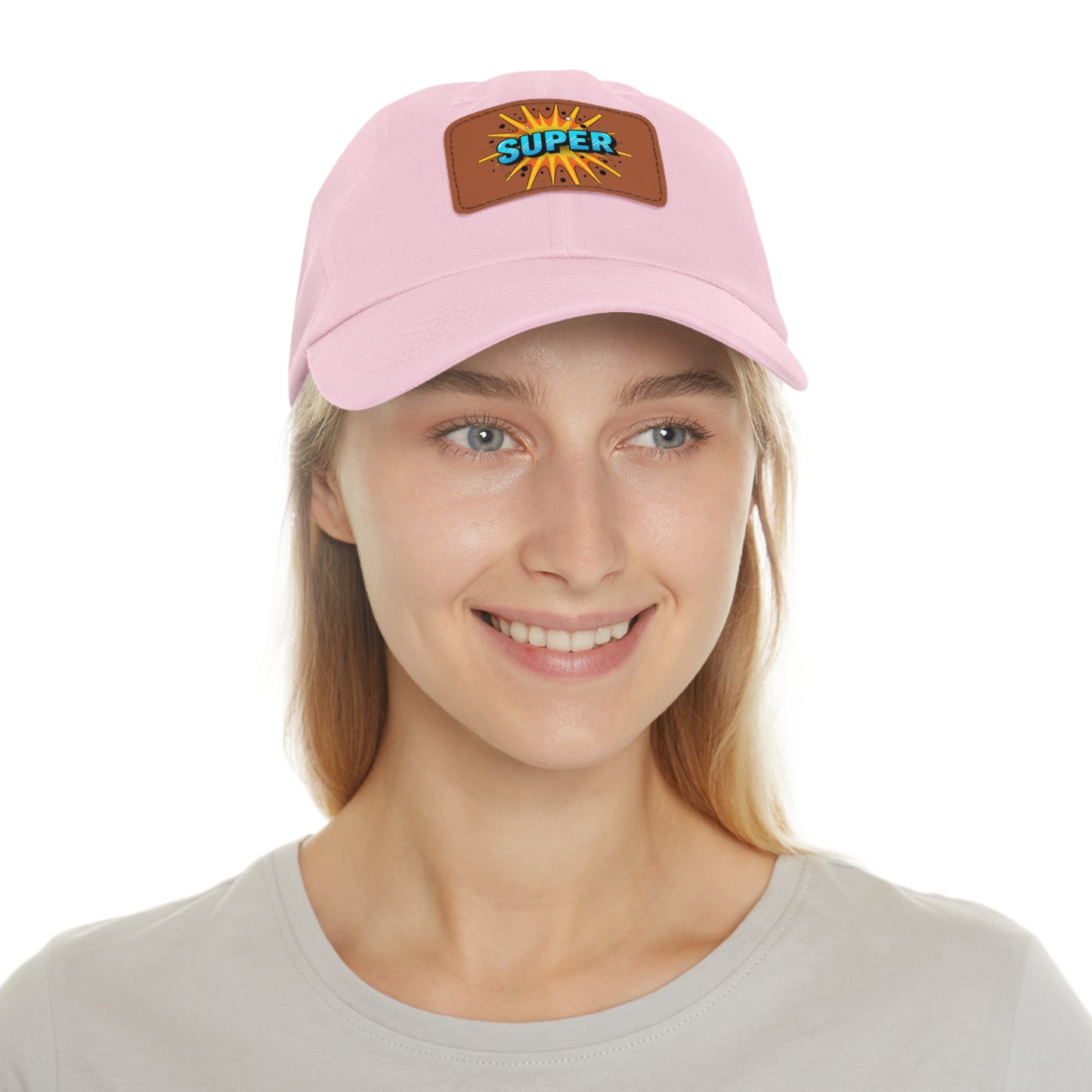 Super Dad Leather Patch Dad Hat — Embroidered 'SUPER' Cap