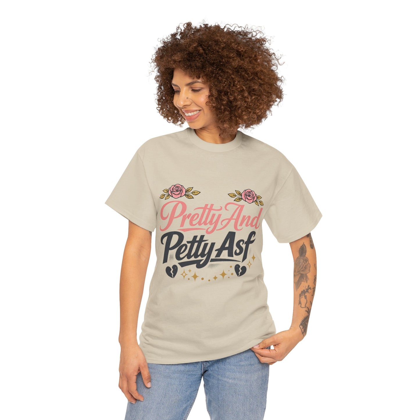 Pretty And Petty Asf Tee — Floral Retro Slogan T‑Shirt