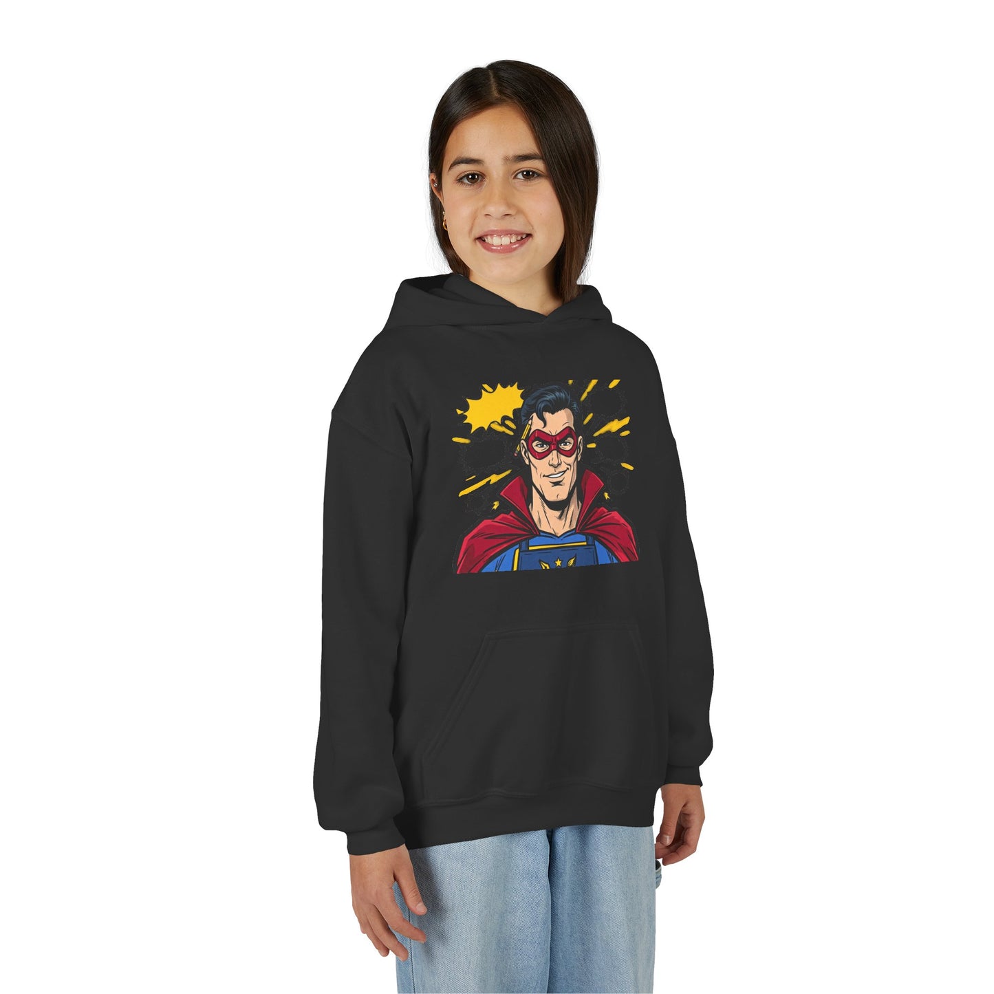 Comic Book Man Youth Hoodie — Graphic Superhero Pullover