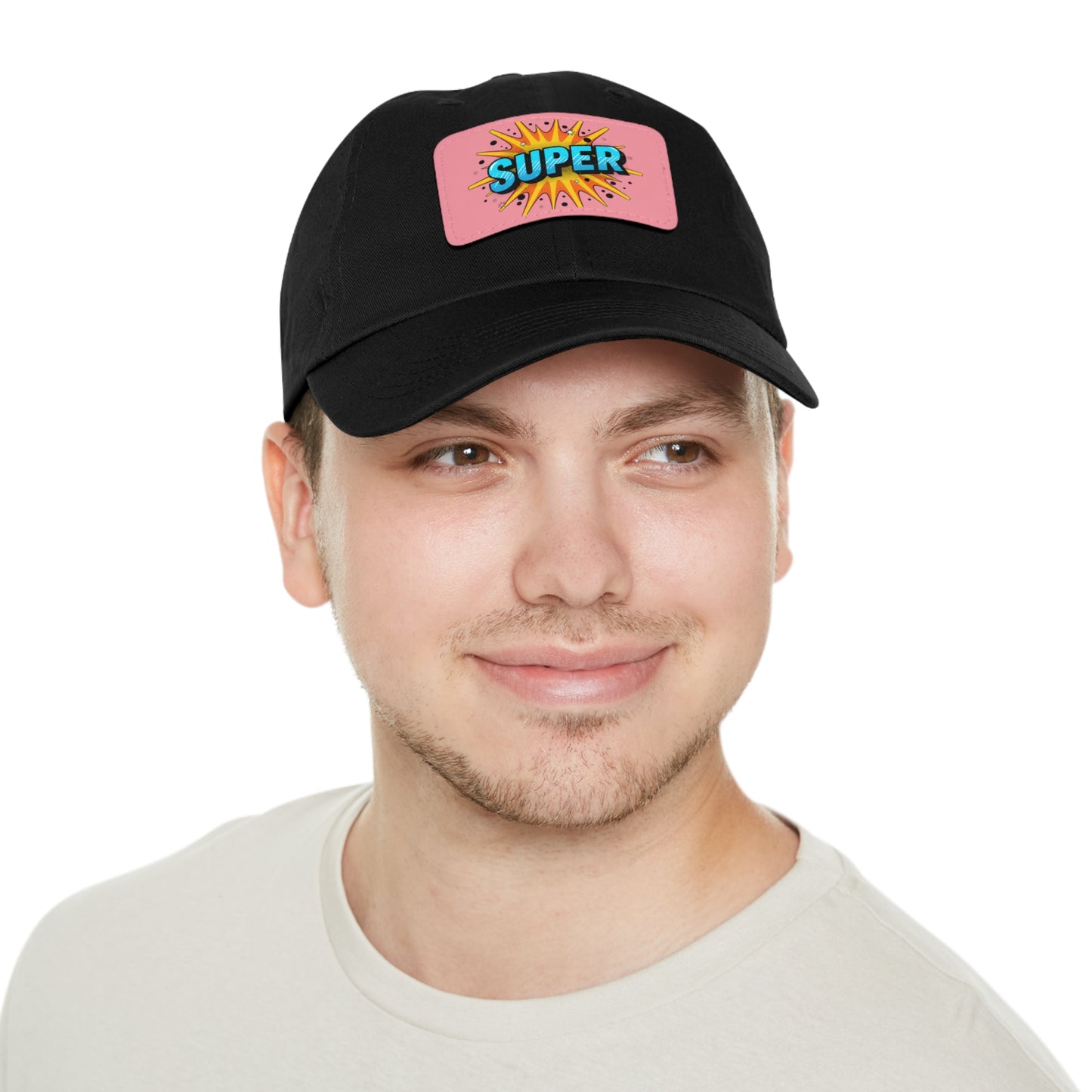 Super Dad Leather Patch Dad Hat — Embroidered 'SUPER' Cap