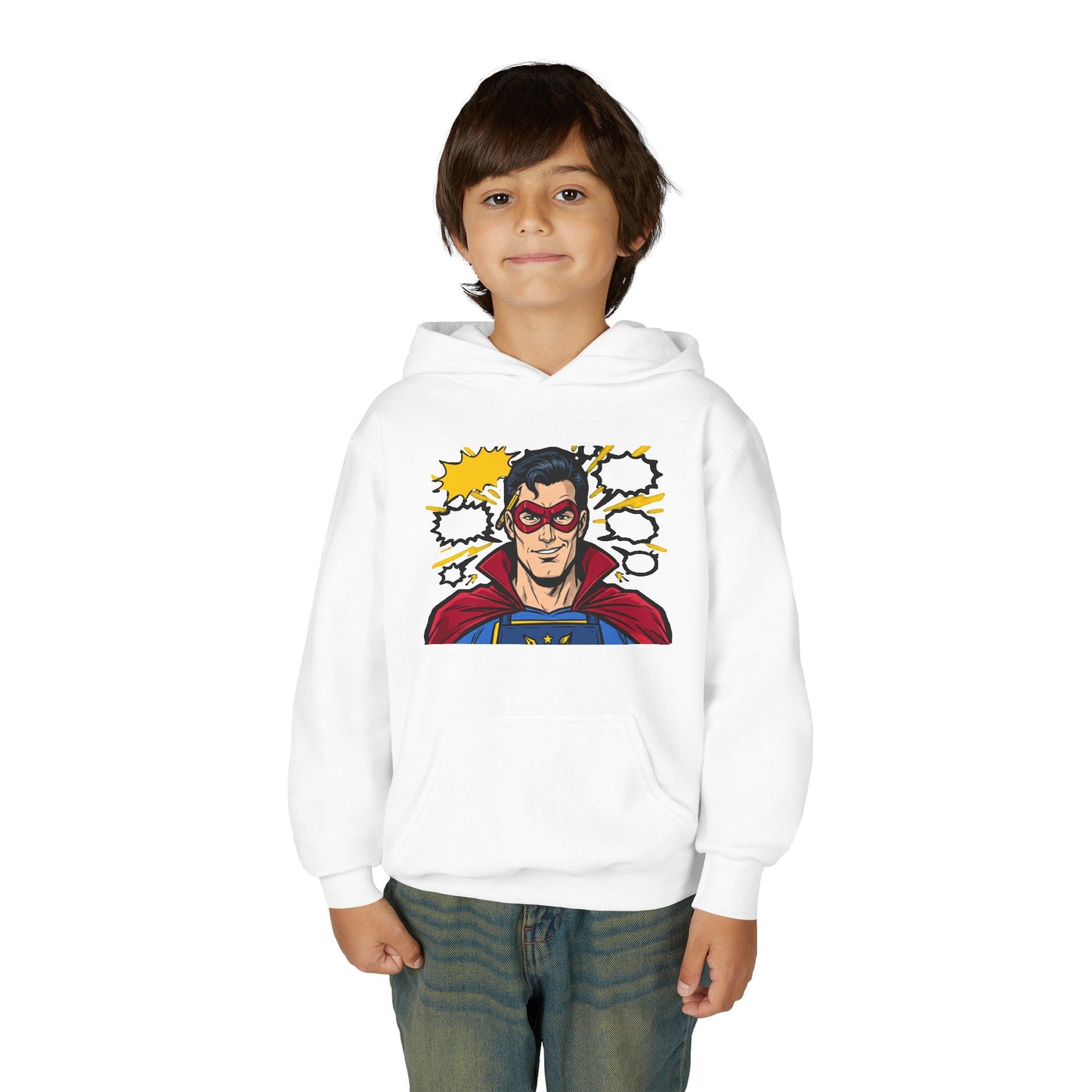 Comic Book Man Youth Hoodie — Graphic Superhero Pullover