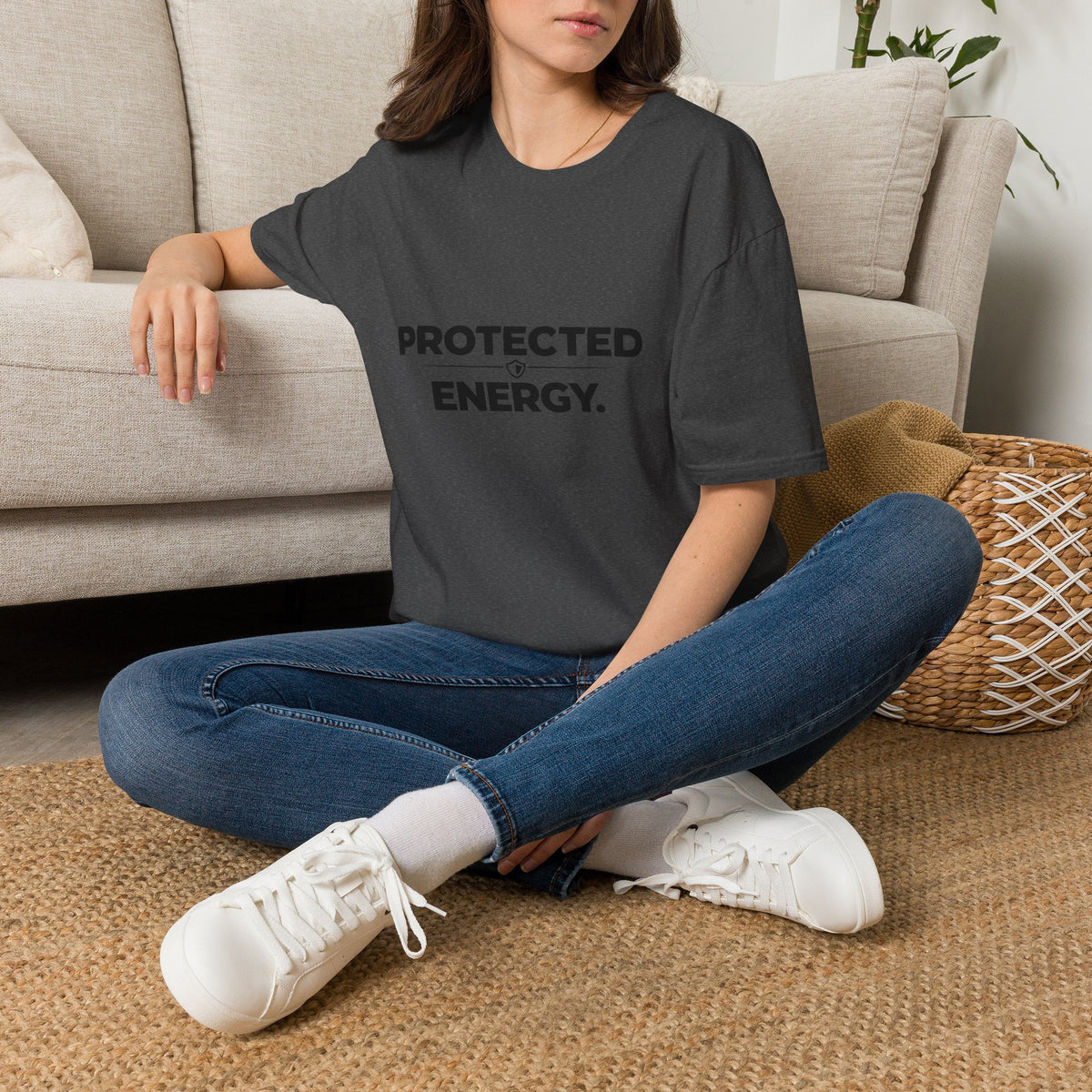 Protected Energy T‑Shirt — Minimalist Spiritual Graphic Tee