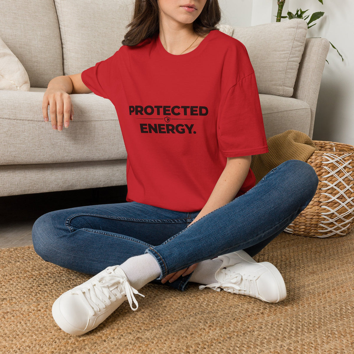 Protected Energy T‑Shirt — Minimalist Spiritual Graphic Tee
