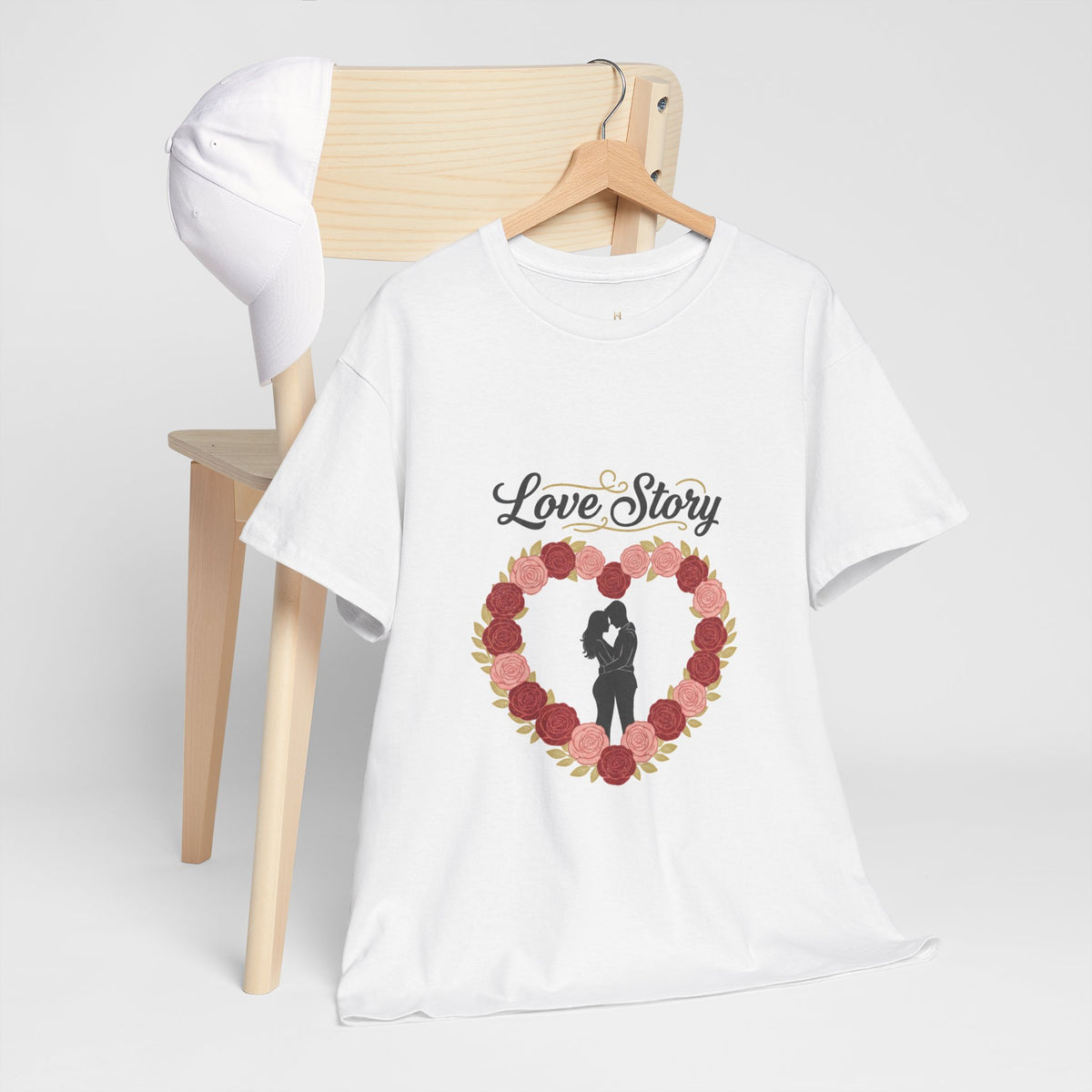 Love Story T-Shirt — 'Love Story' Floral Heart Romance Tee