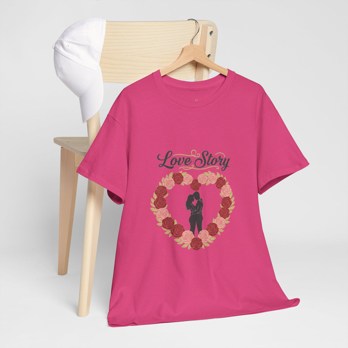 Love Story T-Shirt — 'Love Story' Floral Heart Romance Tee