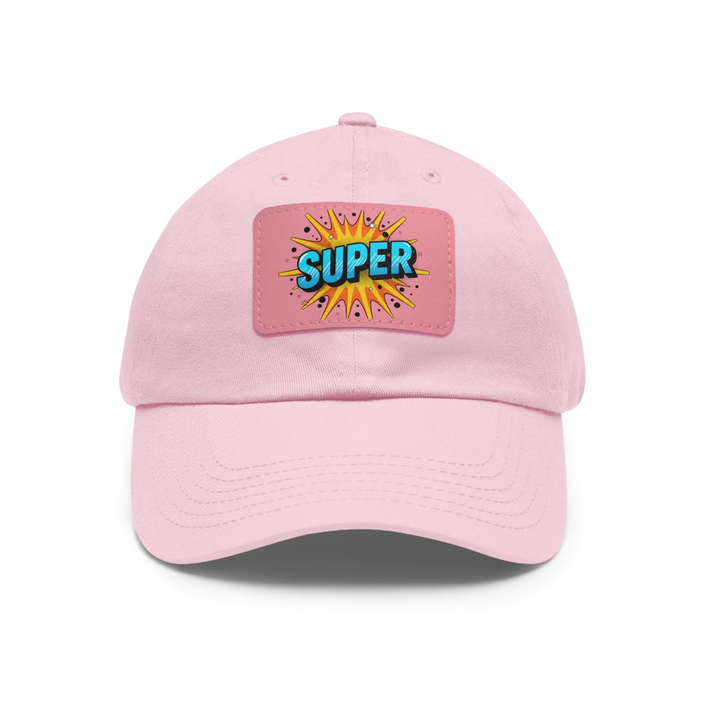 Super Dad Leather Patch Dad Hat — Embroidered 'SUPER' Cap
