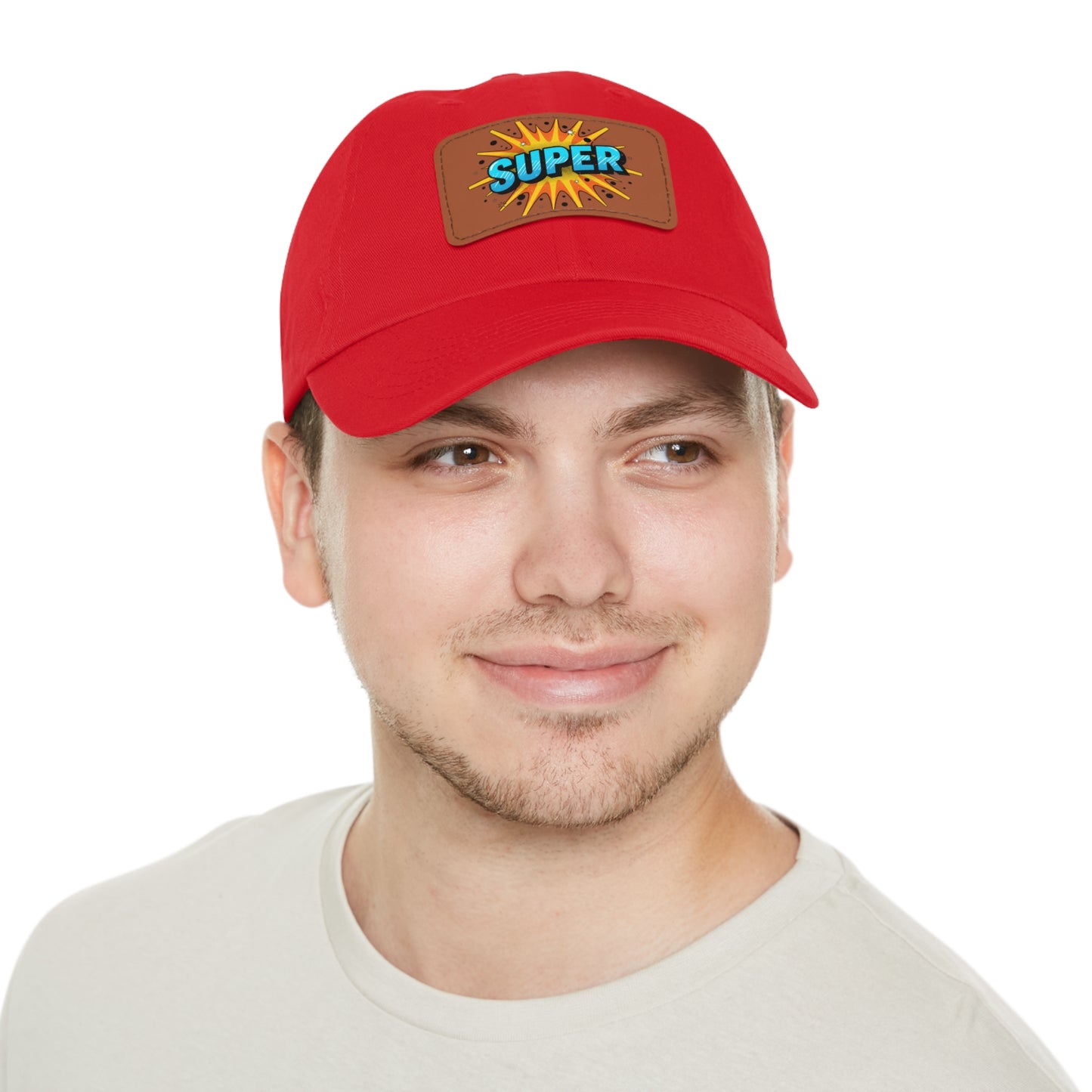 Super Dad Leather Patch Dad Hat — Embroidered 'SUPER' Cap
