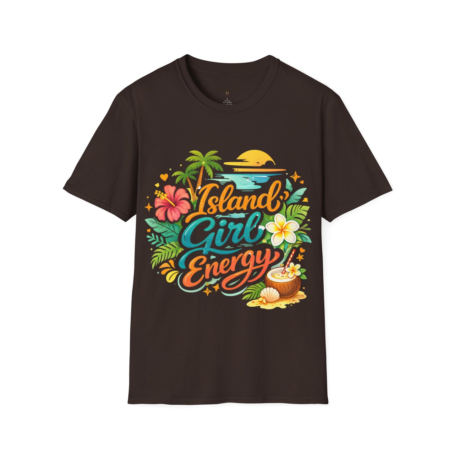 Island Girl Energy T-Shirt – Tropical Floral Sunset Tee