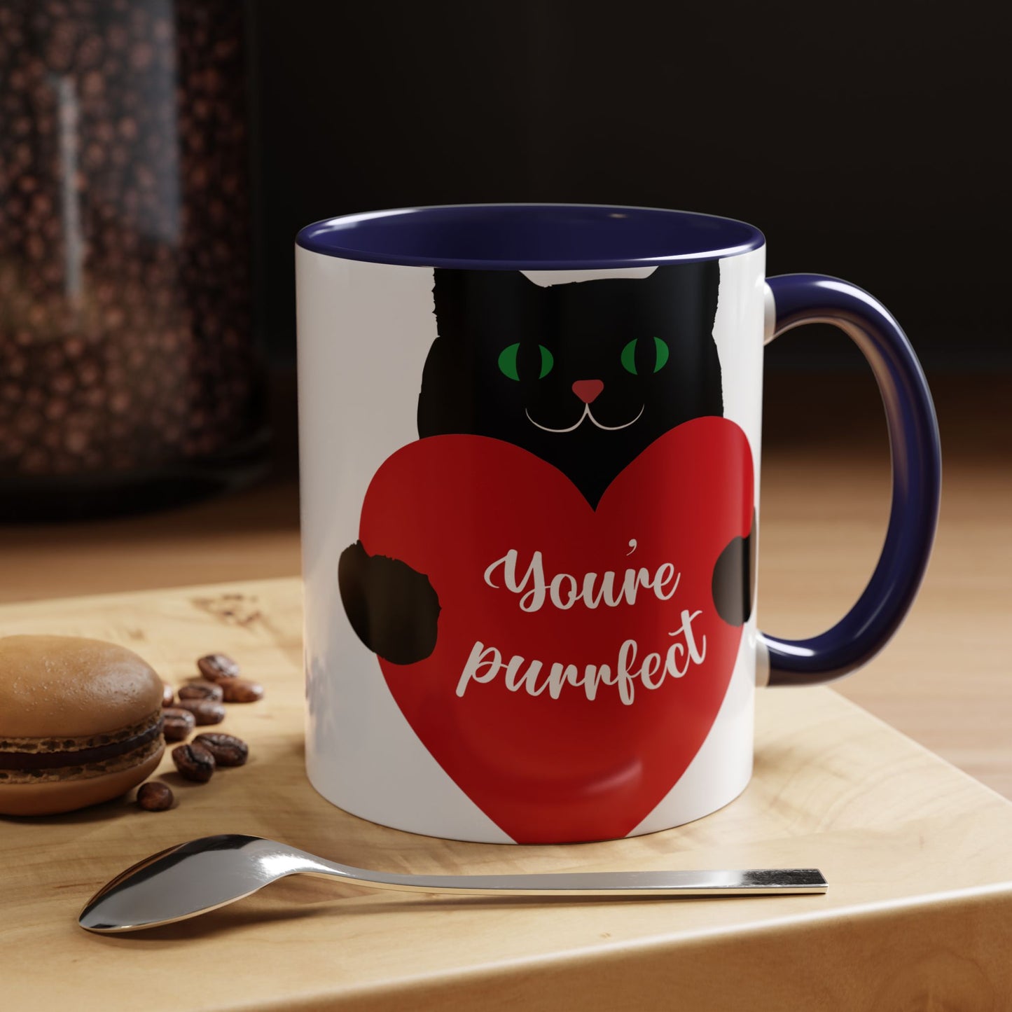 Purrfect Cat Heart Accent Coffee Mug – "You're Purrfect" 11/15oz