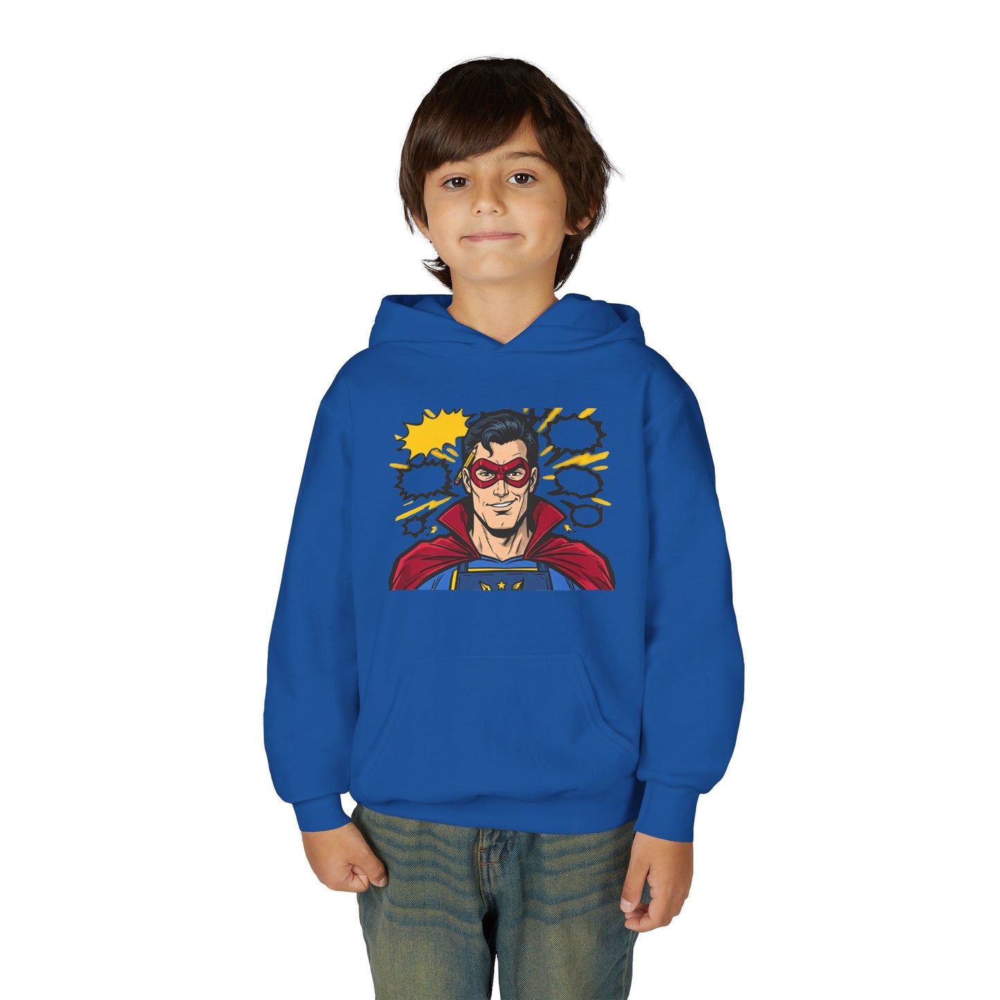 Comic Book Man Youth Hoodie — Graphic Superhero Pullover