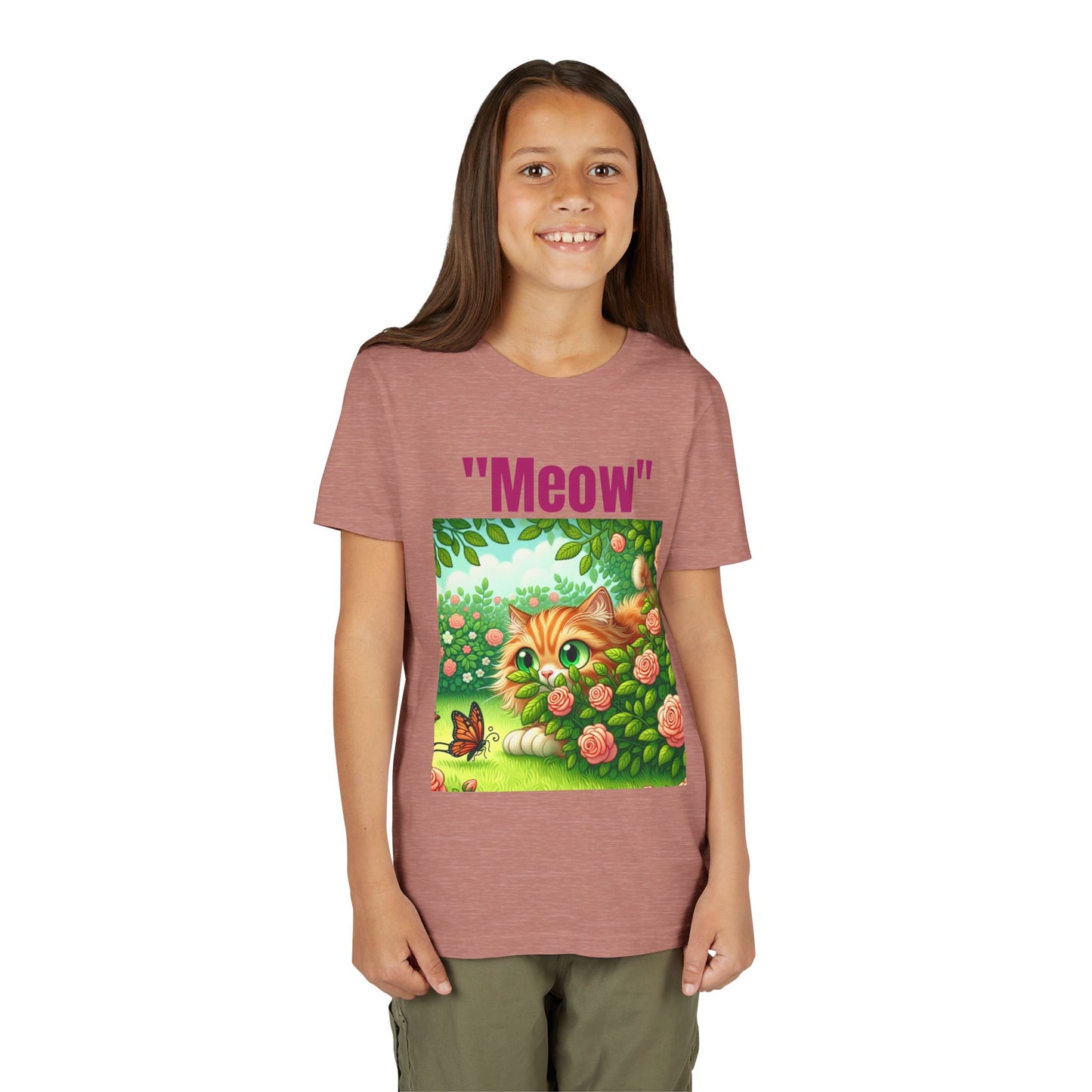 Meow Cat Youth Tee, Cute Kitten Shirt
