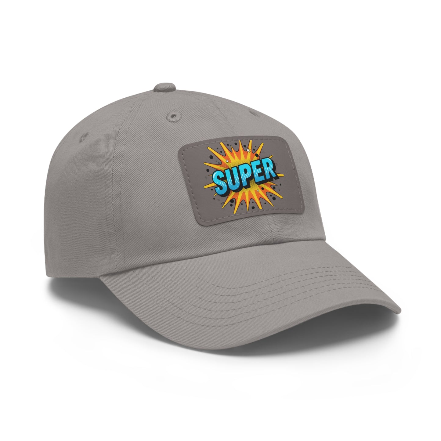 Super Dad Leather Patch Dad Hat — Embroidered 'SUPER' Cap