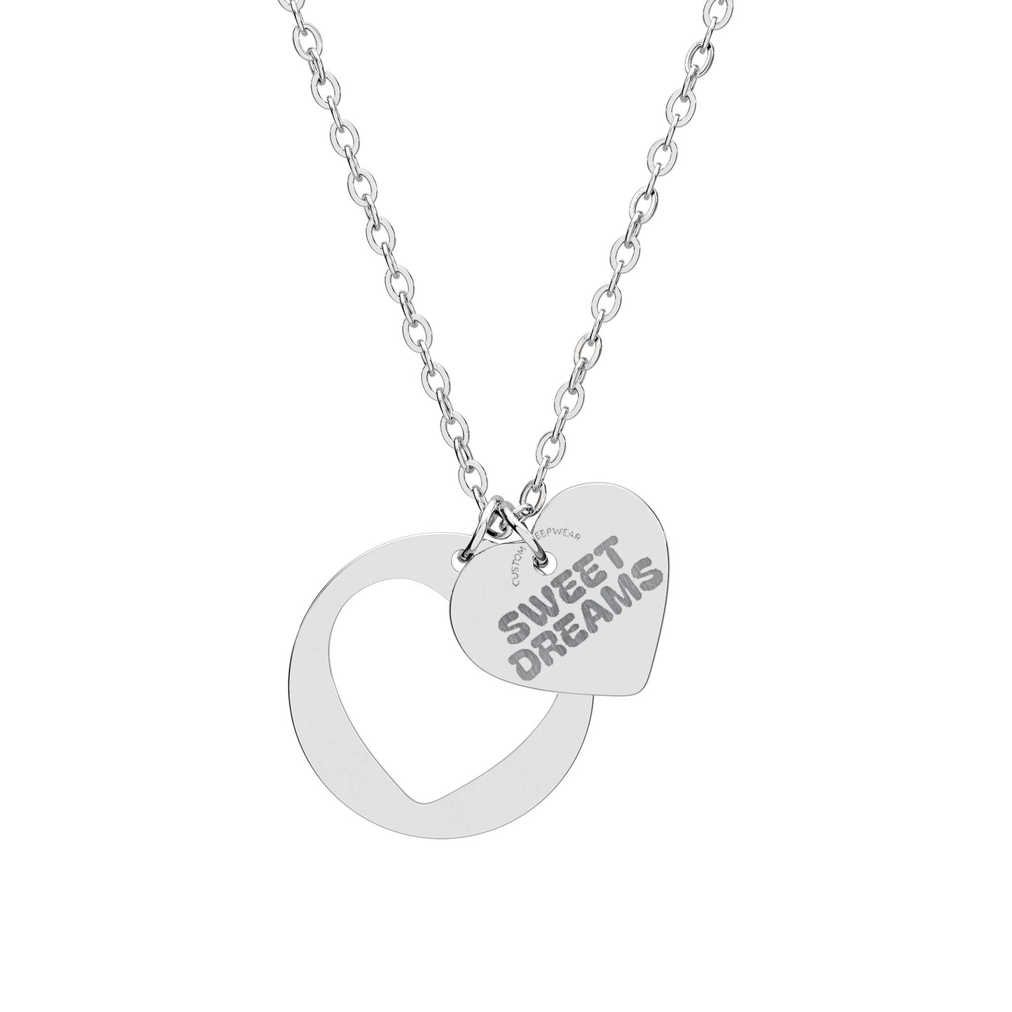 Engraved 'Sweet Dreams' Heart Cutout Necklace