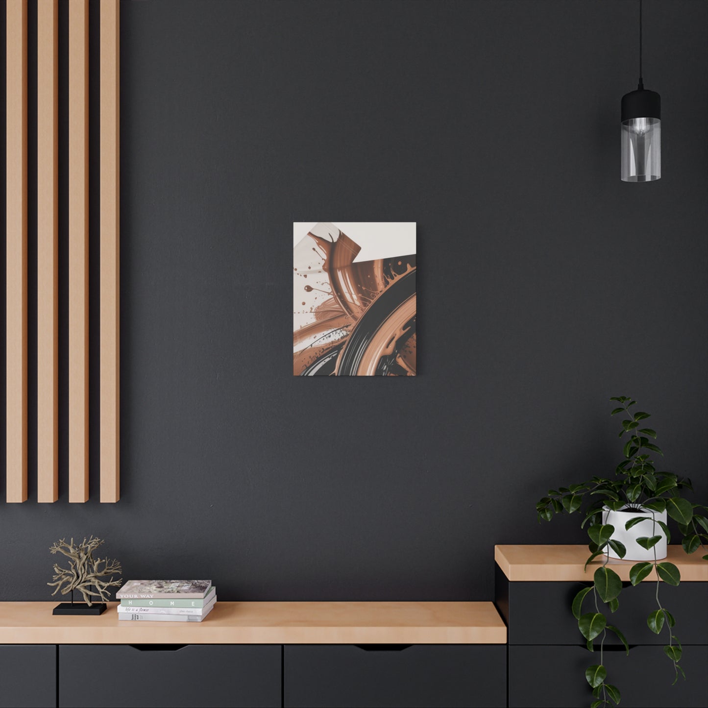 Abstract Brown Swirl Matte Canvas Wall Art (Stretched 1.25")