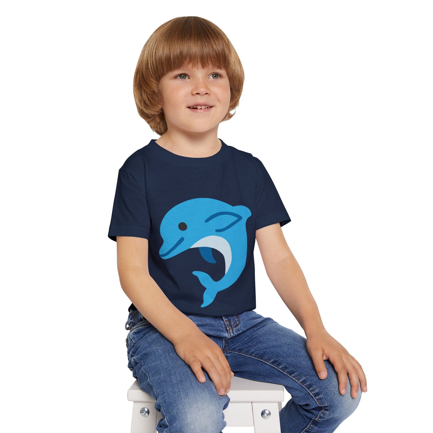 Cute Dolphin Toddler T-shirt, Eco-Friendly Kidswear