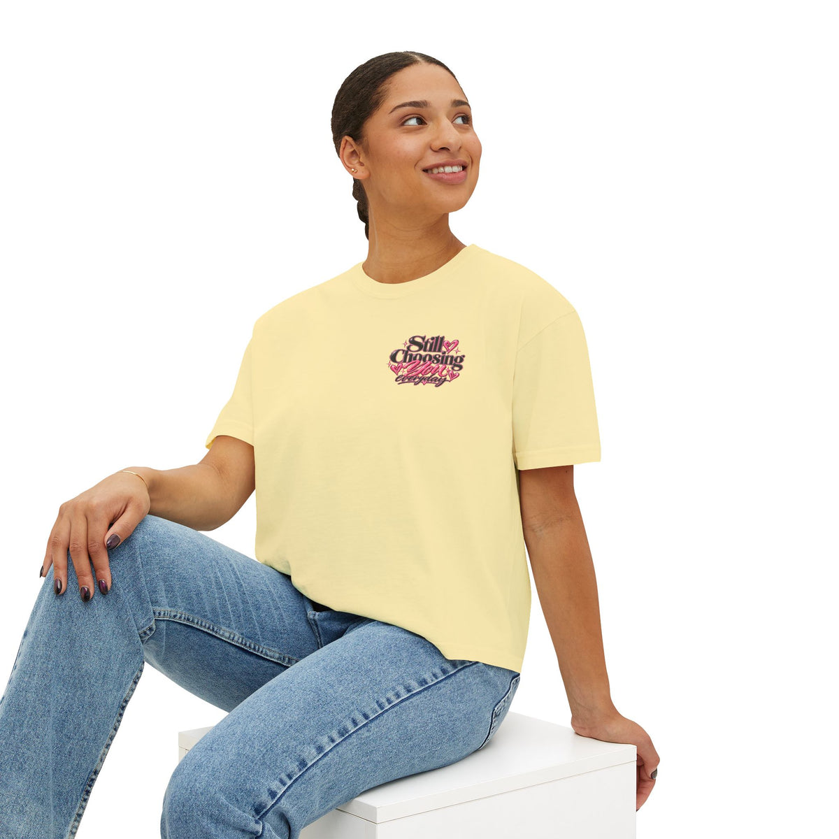 "Still Choosing You" Women's Boxy Tee – Positive Graphic Crop T-Shirt