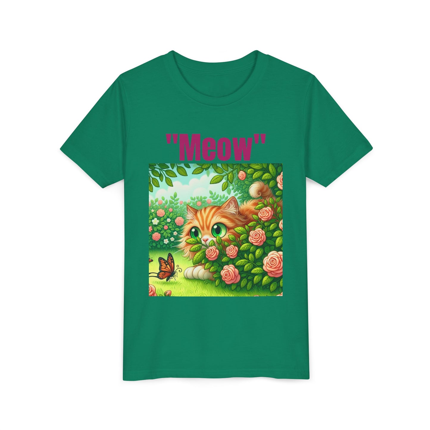 Meow Cat Youth Tee, Cute Kitten Shirt