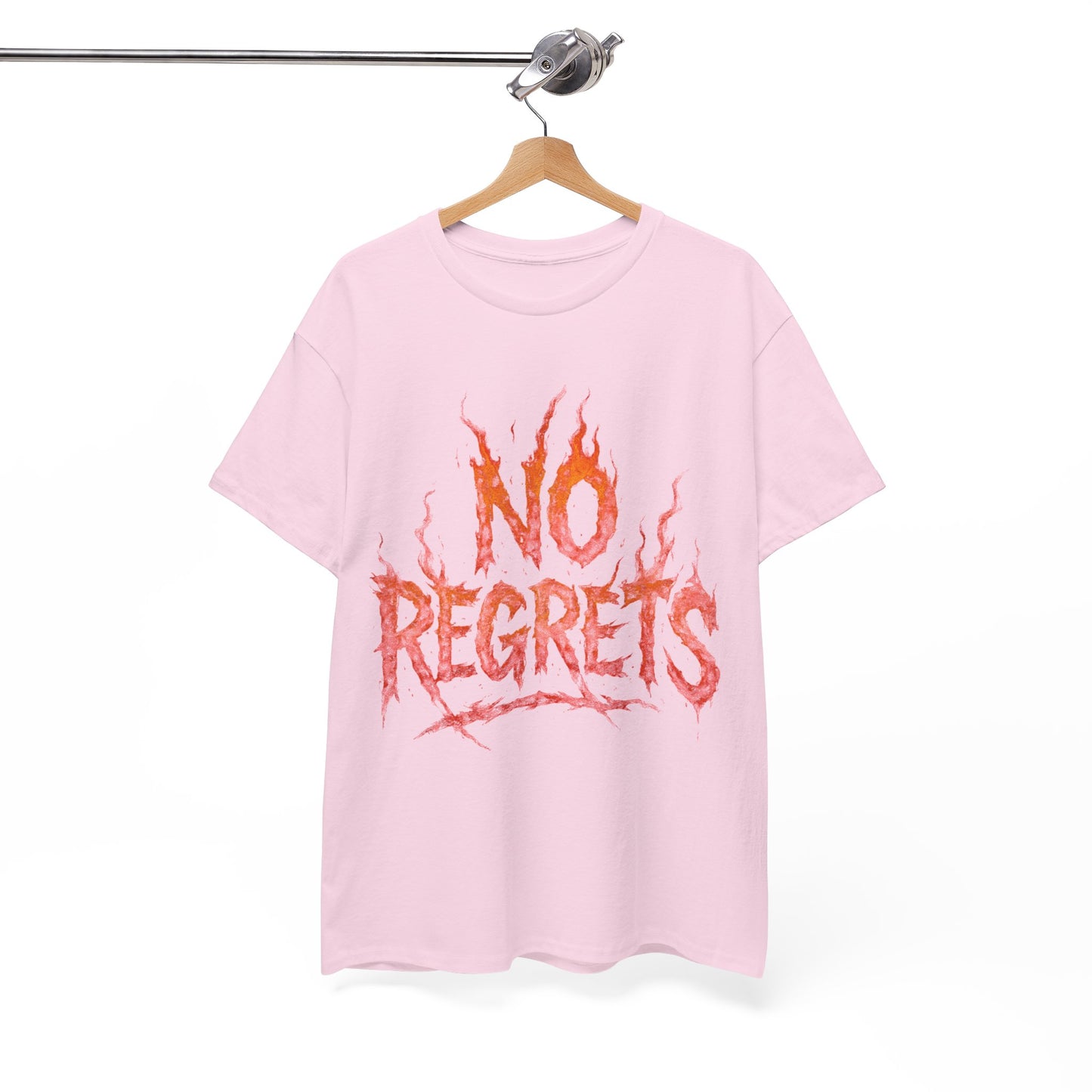 Graphic Tee — 'No Regrets' / 'Proof of Survival' Flame Text Shirt