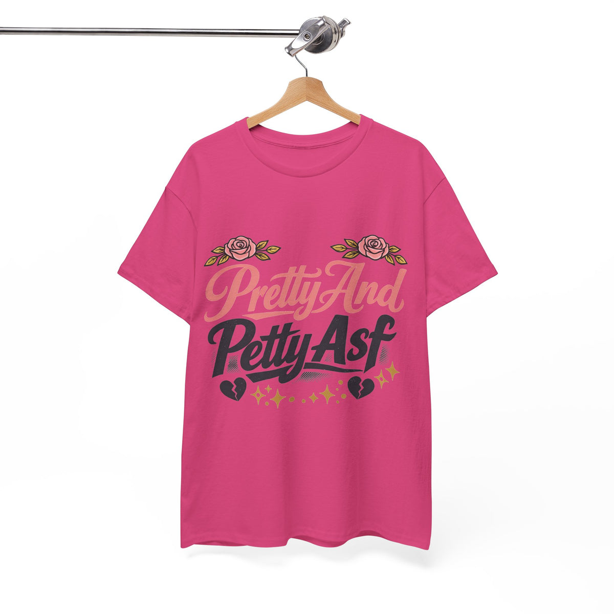 Pretty And Petty Asf Tee — Floral Retro Slogan T‑Shirt