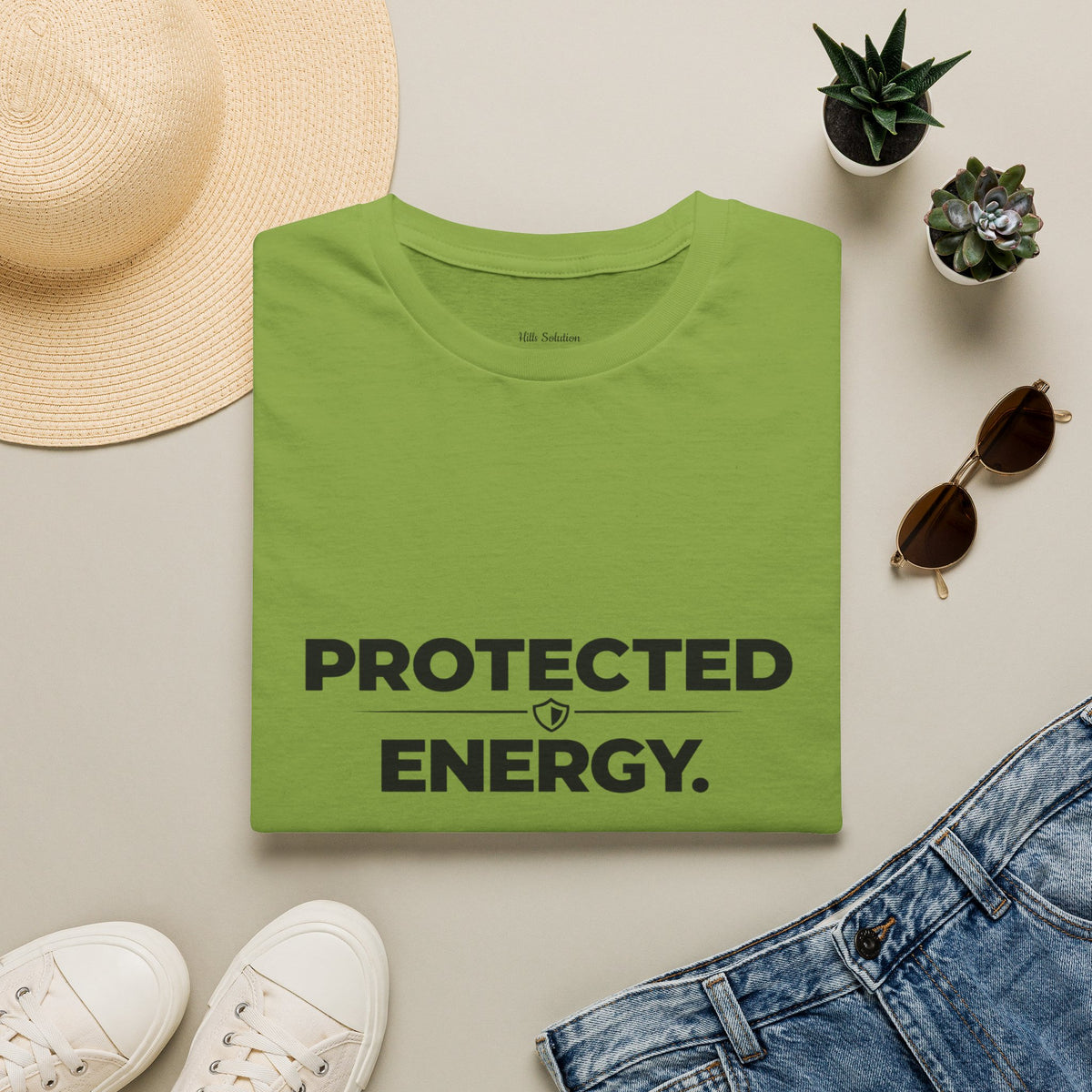 Protected Energy T‑Shirt — Minimalist Spiritual Graphic Tee