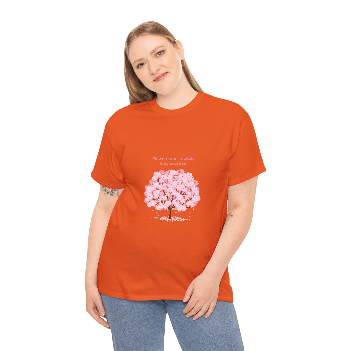 Cherry Blossom Tree T-Shirt — "Flowers don't speak, they express