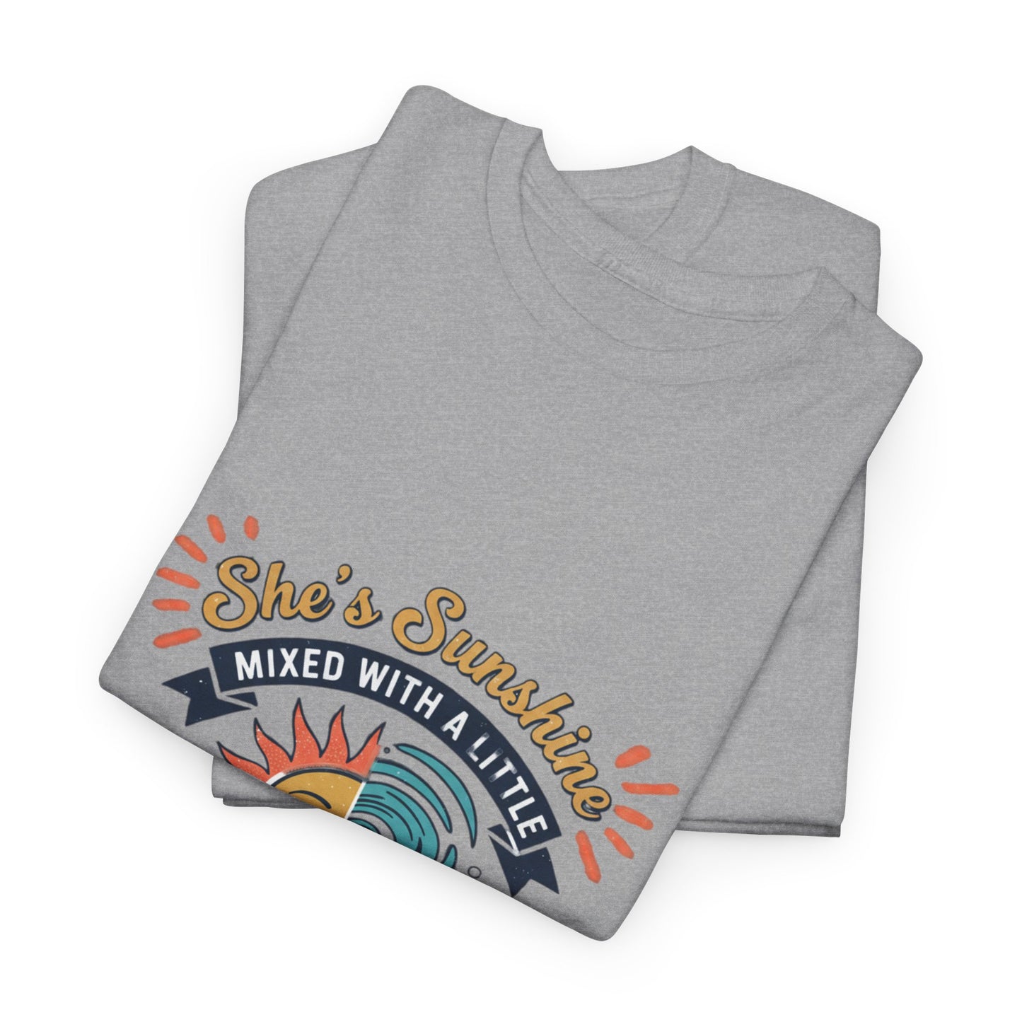 Sun & Sea Hurricane Graphic Tee – Retro Split Sun Wave Design