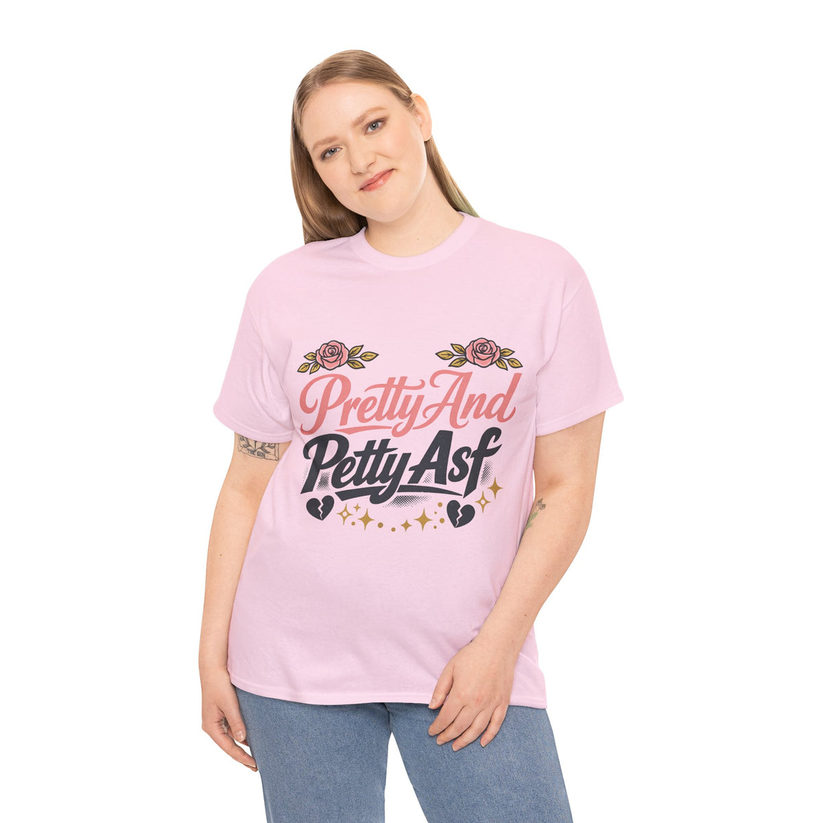 Pretty And Petty Asf Tee — Floral Retro Slogan T‑Shirt