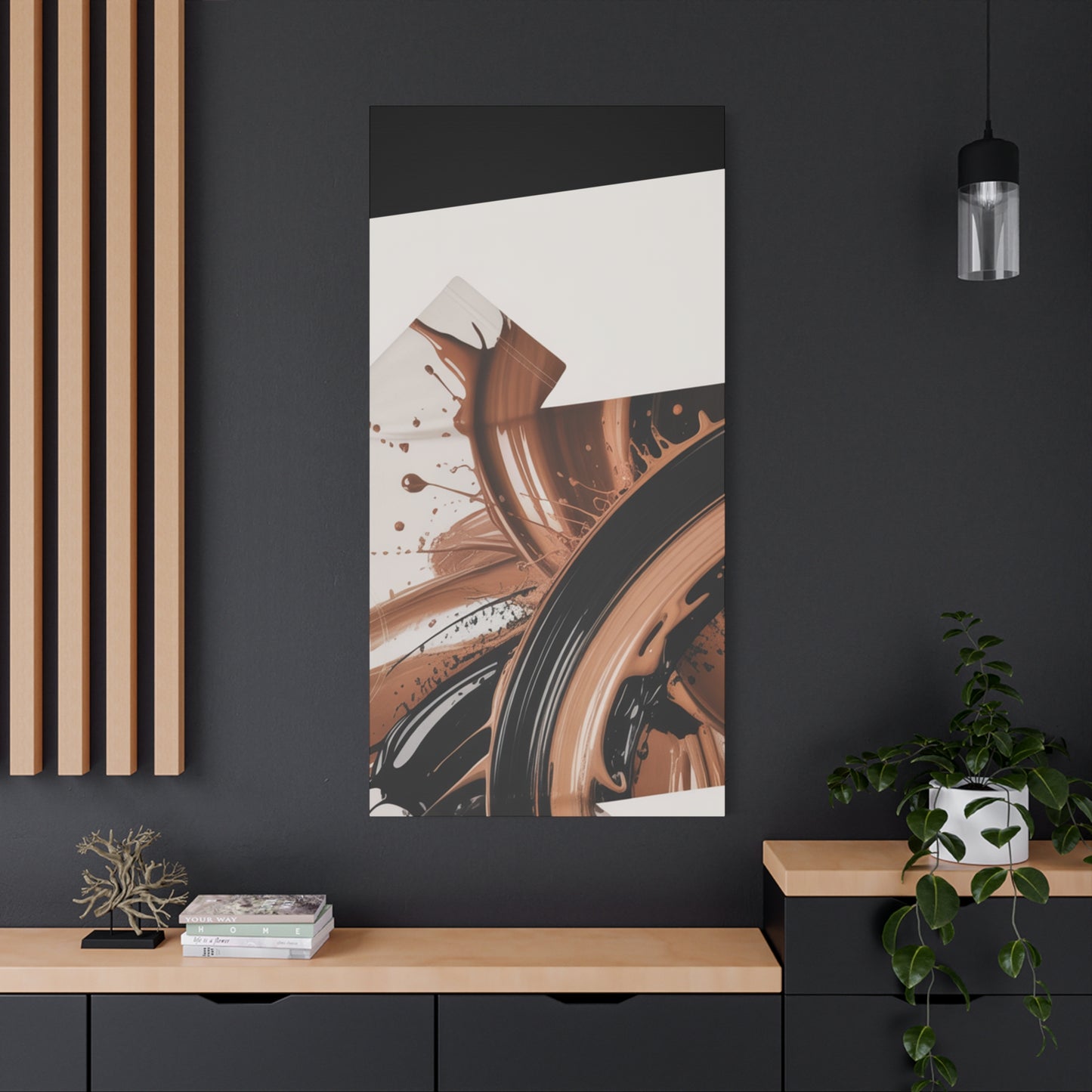 Abstract Brown Swirl Matte Canvas Wall Art (Stretched 1.25")