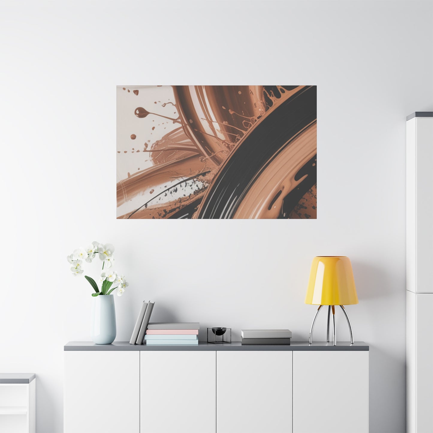 Abstract Brown Swirl Matte Canvas Wall Art (Stretched 1.25")