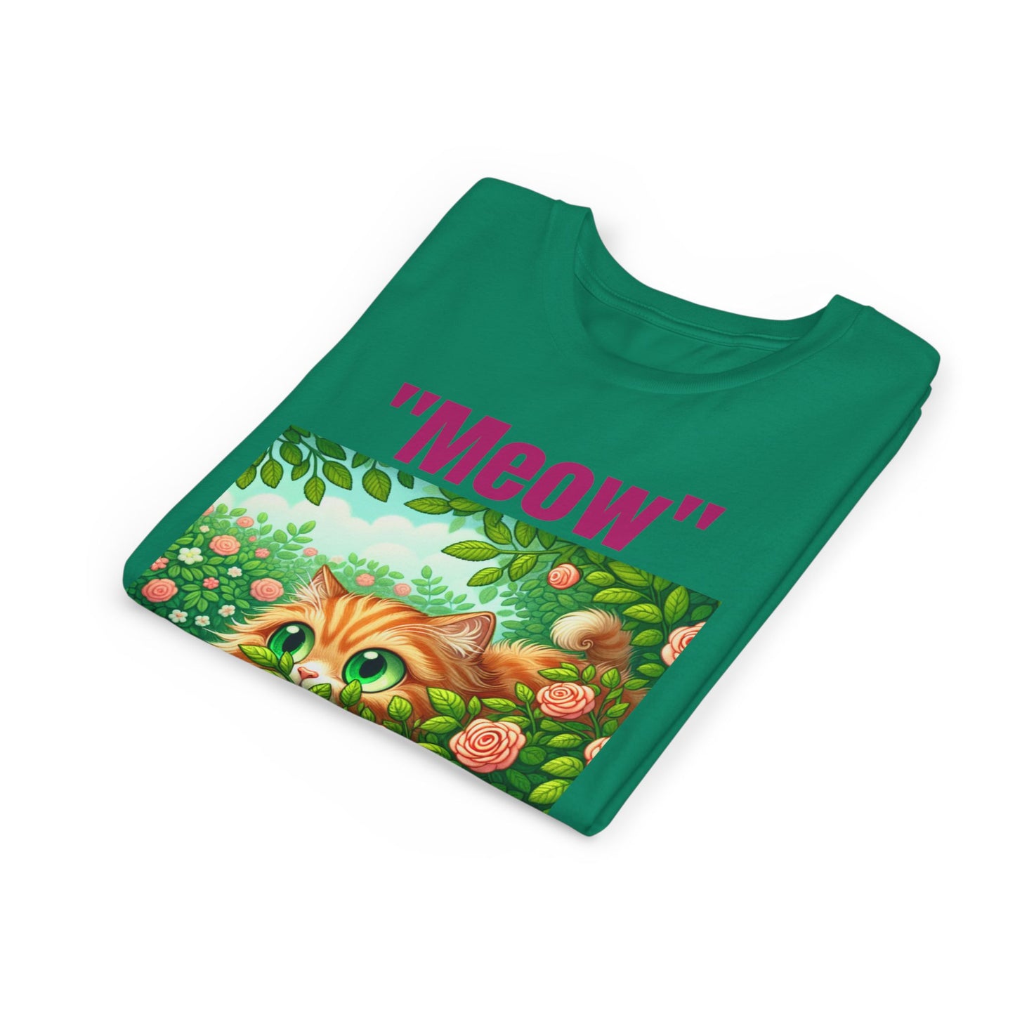 Meow Cat Youth Tee, Cute Kitten Shirt