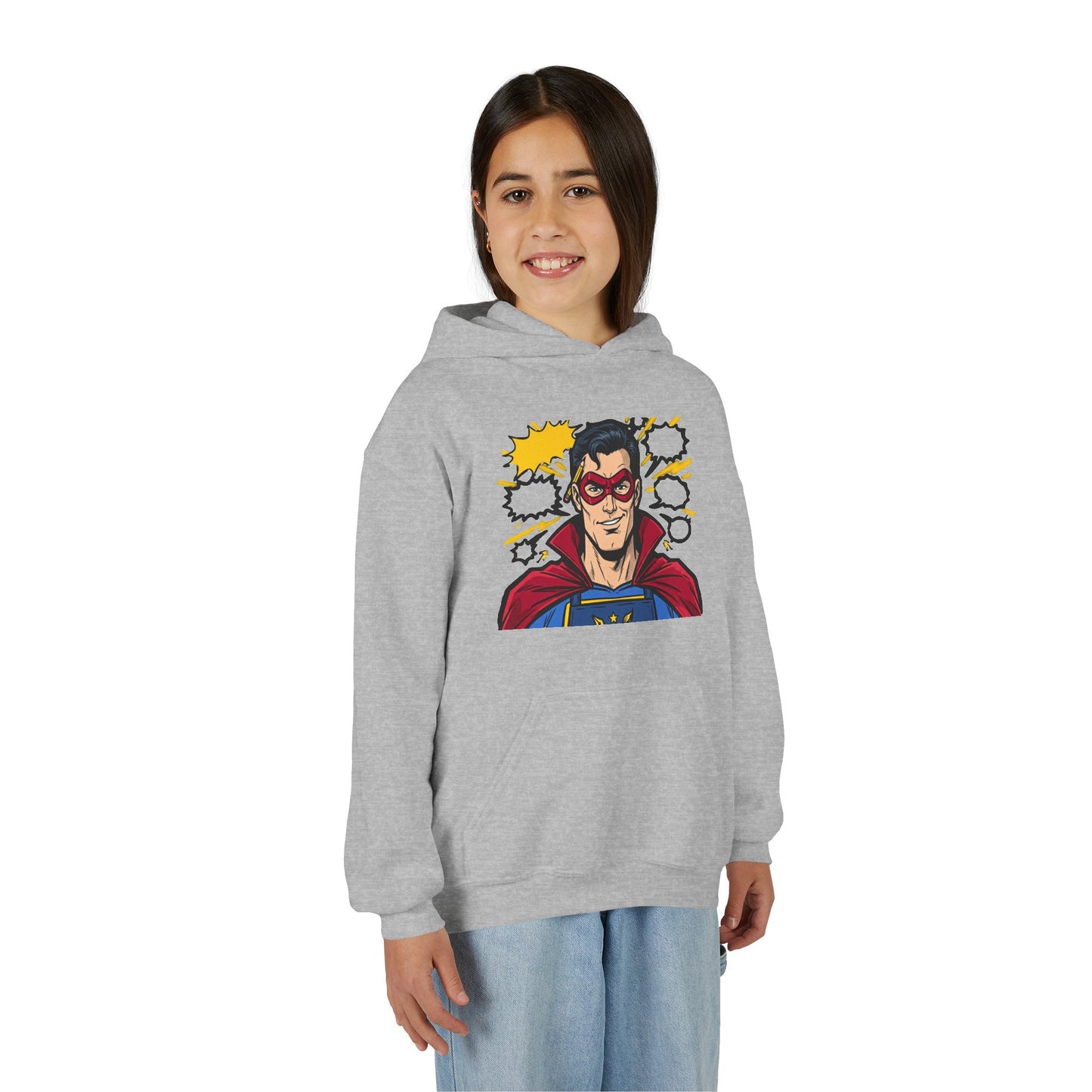 Comic Book Man Youth Hoodie — Graphic Superhero Pullover