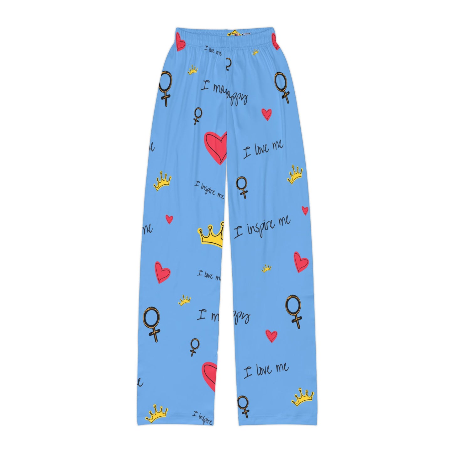 Kids Inspirational Lounge Pants, Cute Pajama Pants, Fun Sleepwear, Heart and Crown Designs, Gifts for Girls, Everyday Comfort