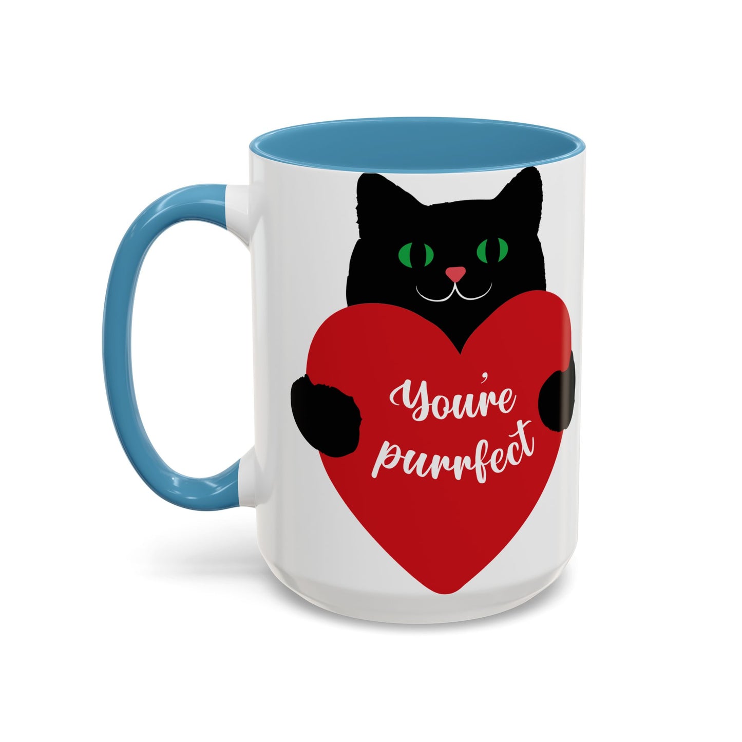 Purrfect Cat Heart Accent Coffee Mug – "You're Purrfect" 11/15oz