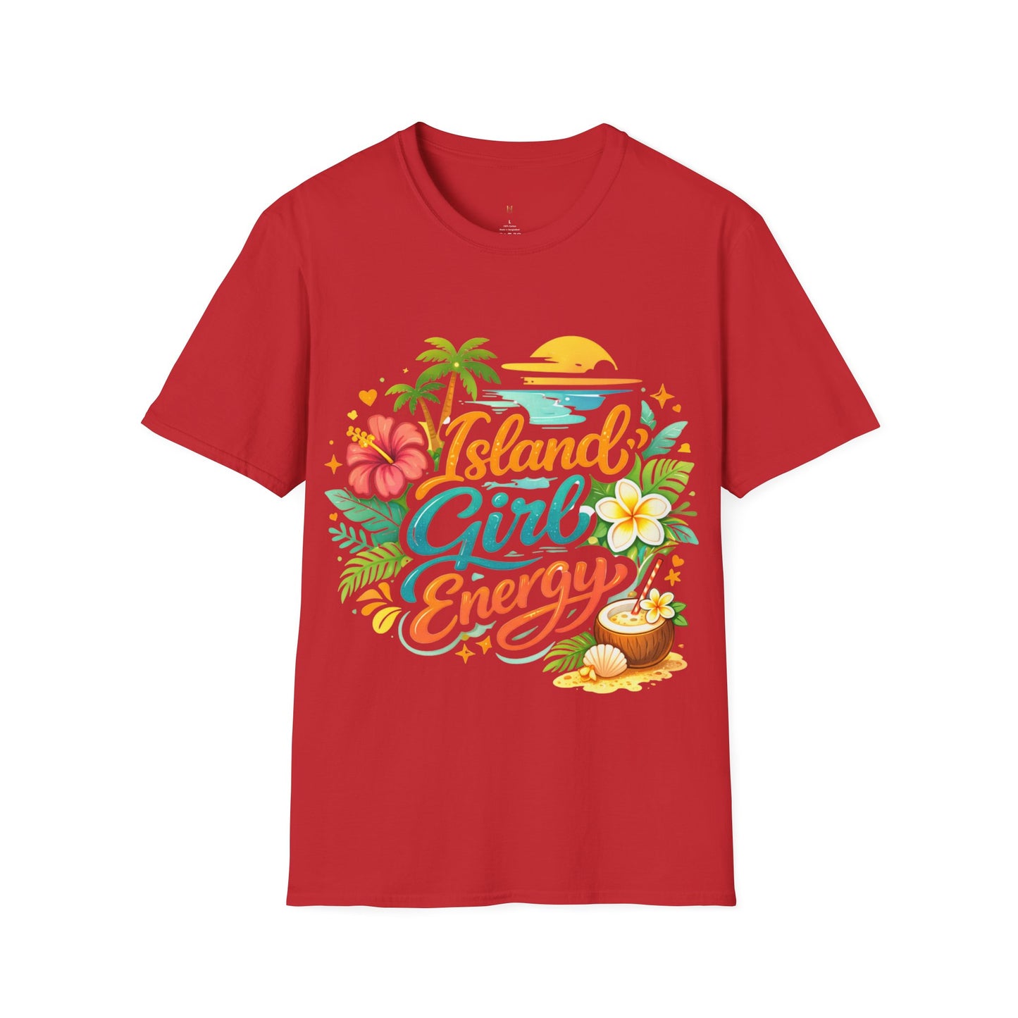 Island Girl Energy T-Shirt – Tropical Floral Sunset Tee