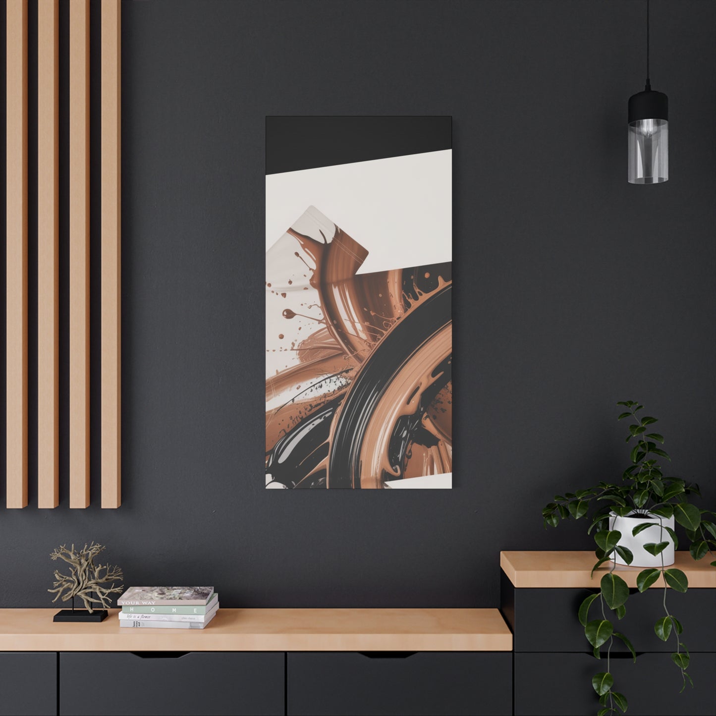 Abstract Brown Swirl Matte Canvas Wall Art (Stretched 1.25")