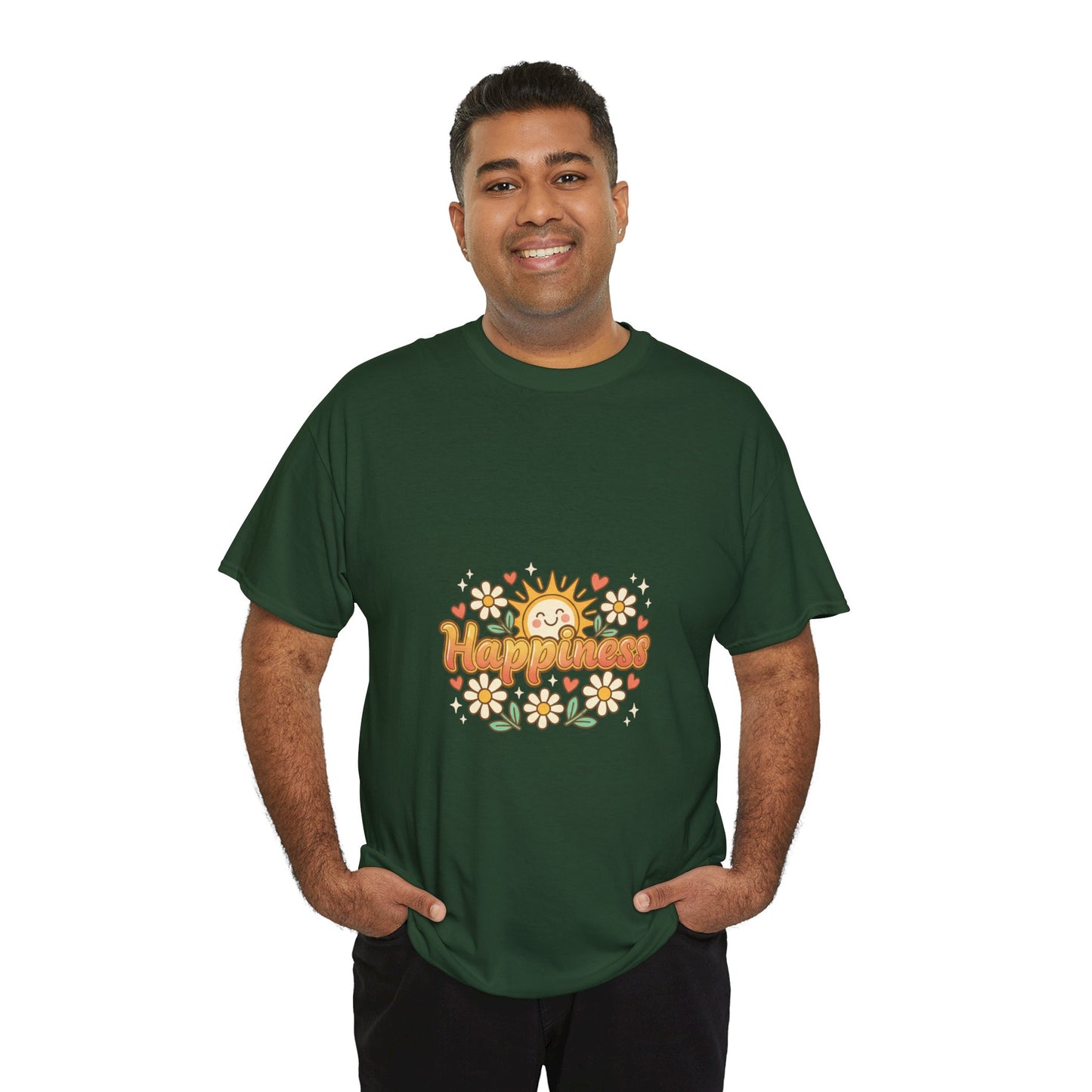 T-Shirt — "Happiness" Retro Sunflower Graphic Tee