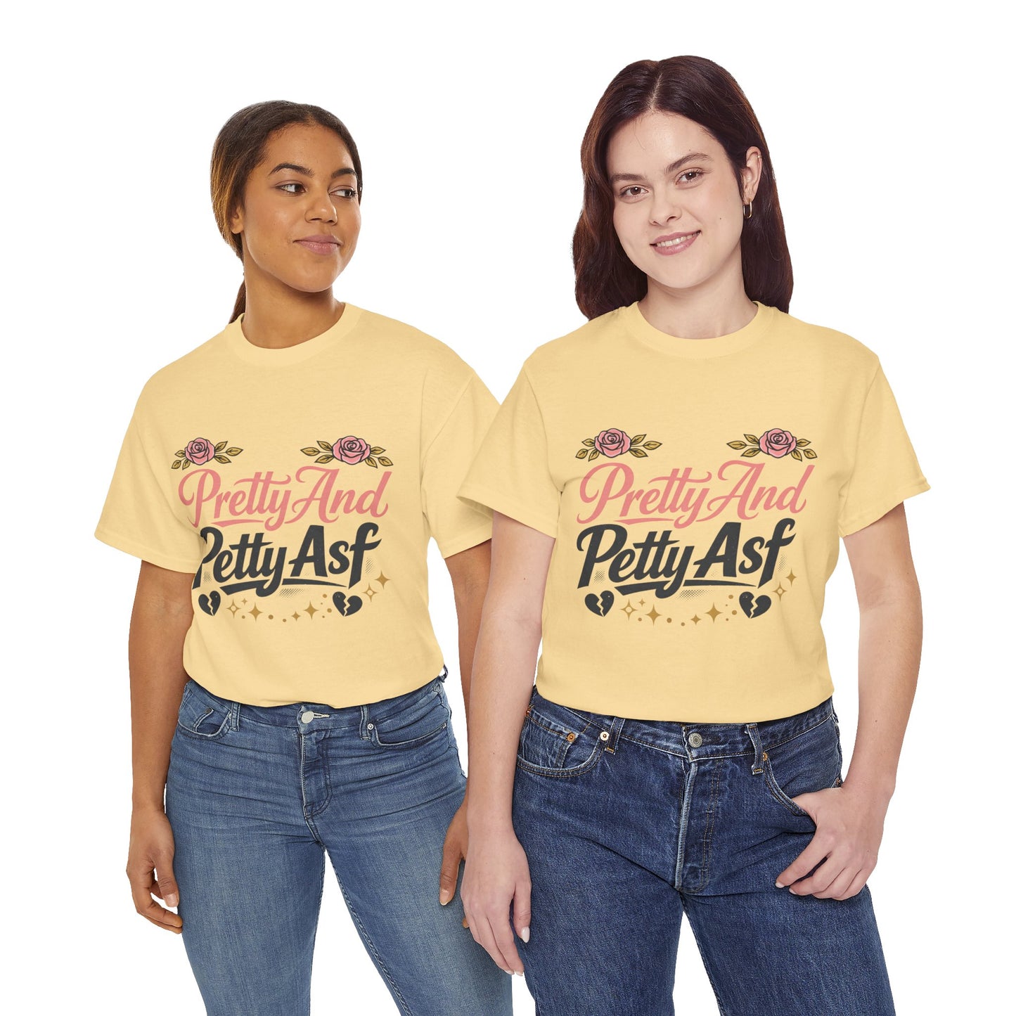 Pretty And Petty Asf Tee — Floral Retro Slogan T‑Shirt
