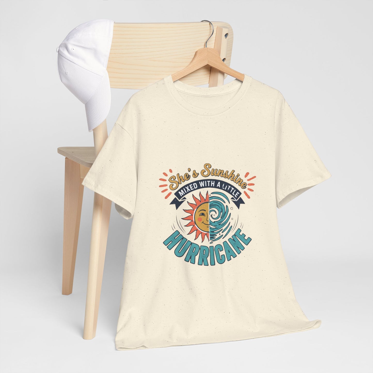 Sun & Sea Hurricane Graphic Tee – Retro Split Sun Wave Design