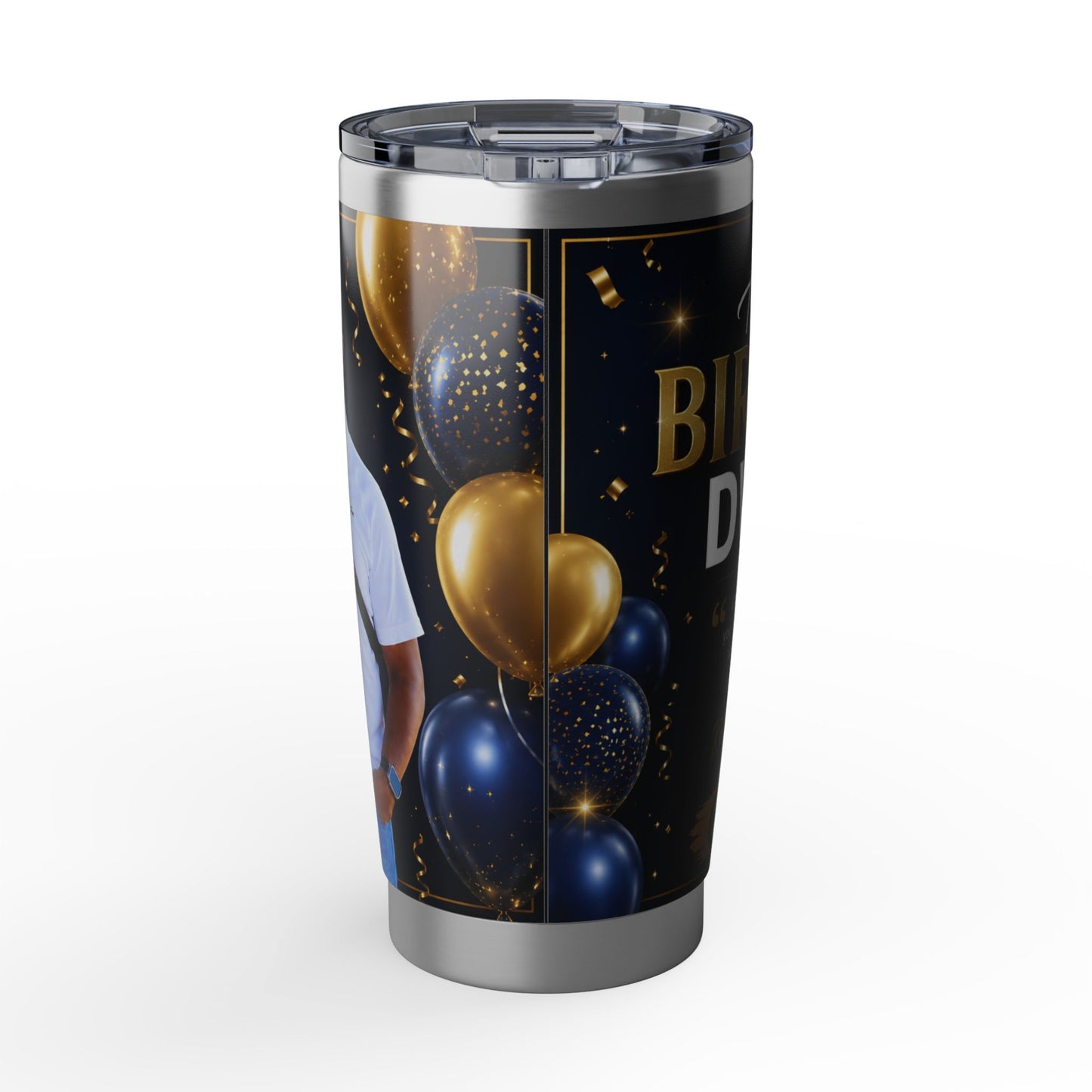 Birthday Night 20oz Tumbler – Gold & Navy Celebration Drinkware