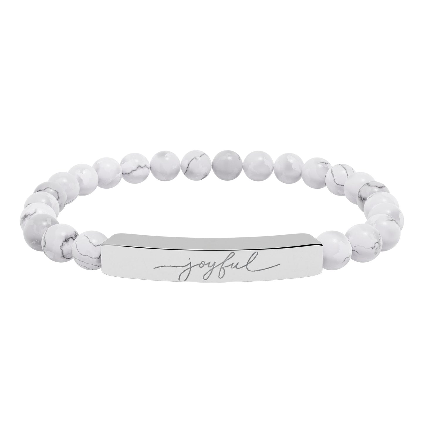 Engraved Natural Stone Stretch Bracelet